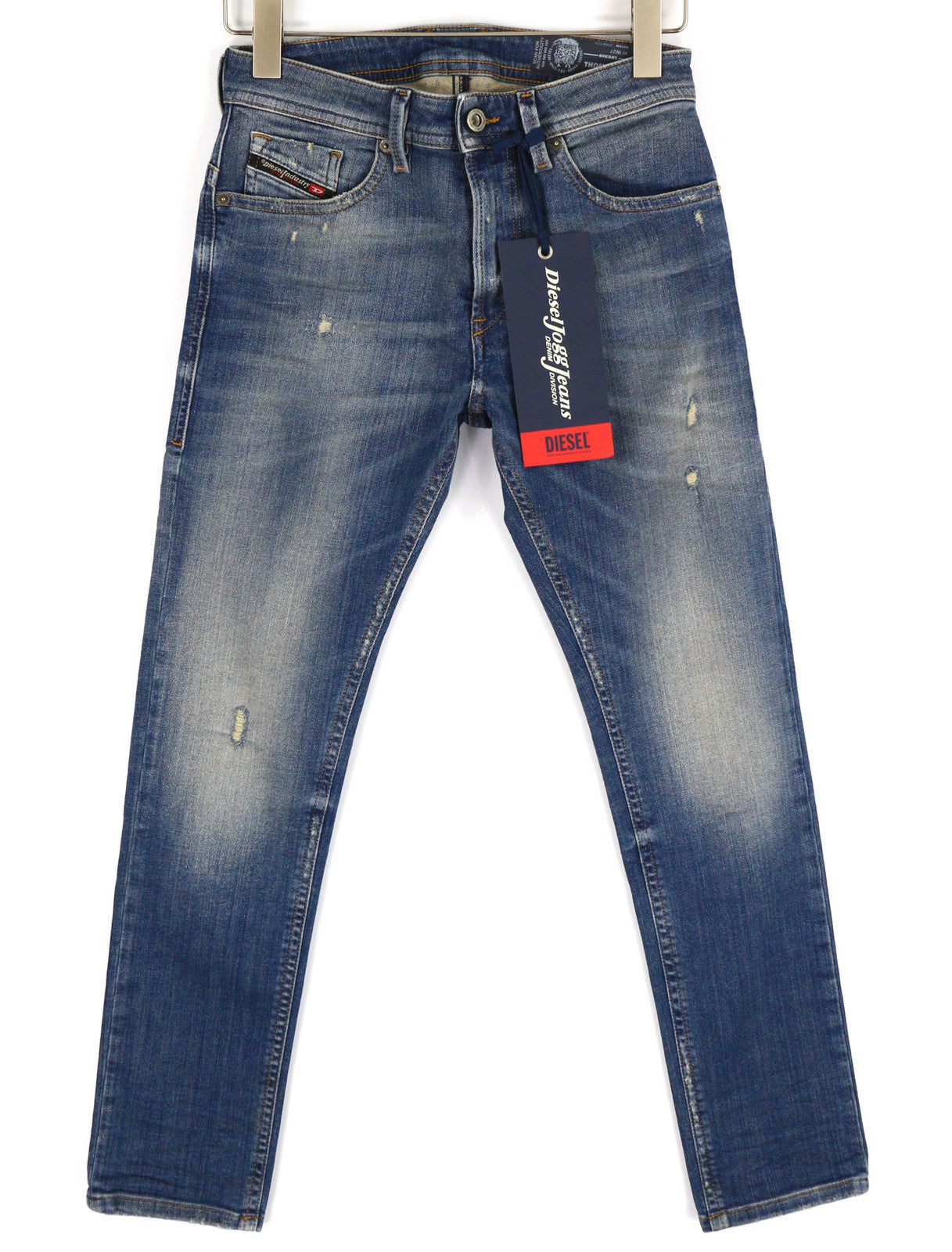 DIESEL Thommer-T 0870M Vyriški džinsai W27 Jogg Stretch Ripped Distress Washed Blue 