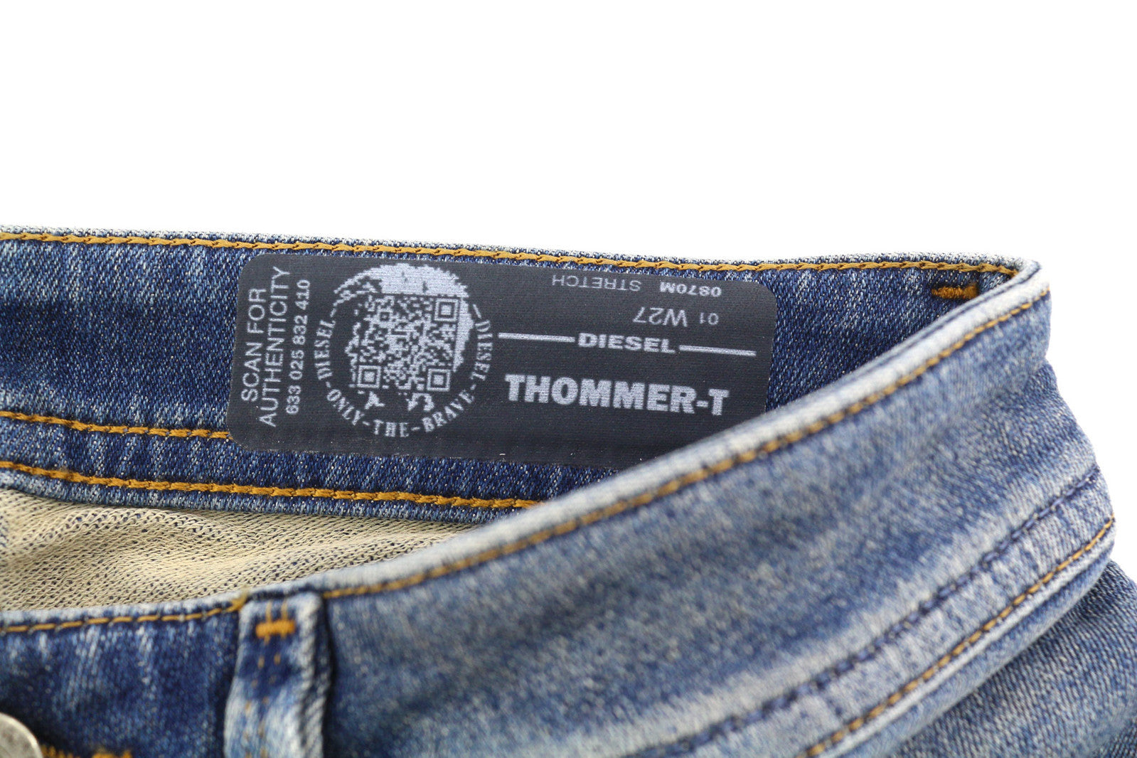 DIESEL Thommer-T 0870M Vyriški džinsai W27 Jogg Stretch Ripped Distress Washed Blue 