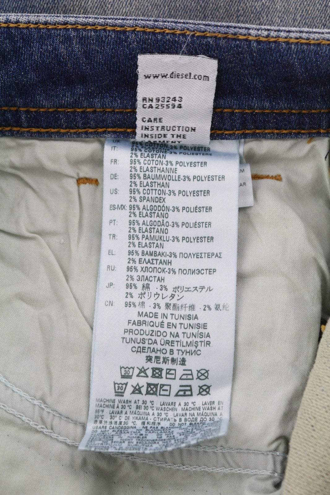 DIESEL Thommer-T 0870M Vyriški džinsai W27 Jogg Stretch Ripped Distress Washed Blue 