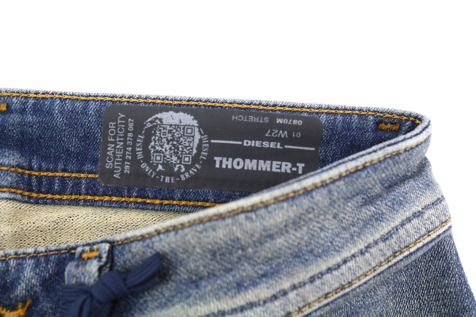 DIESEL Thommer-T 0870M vyriški džinsai W27 Jogg, ištempti, išskalbti, ploni 