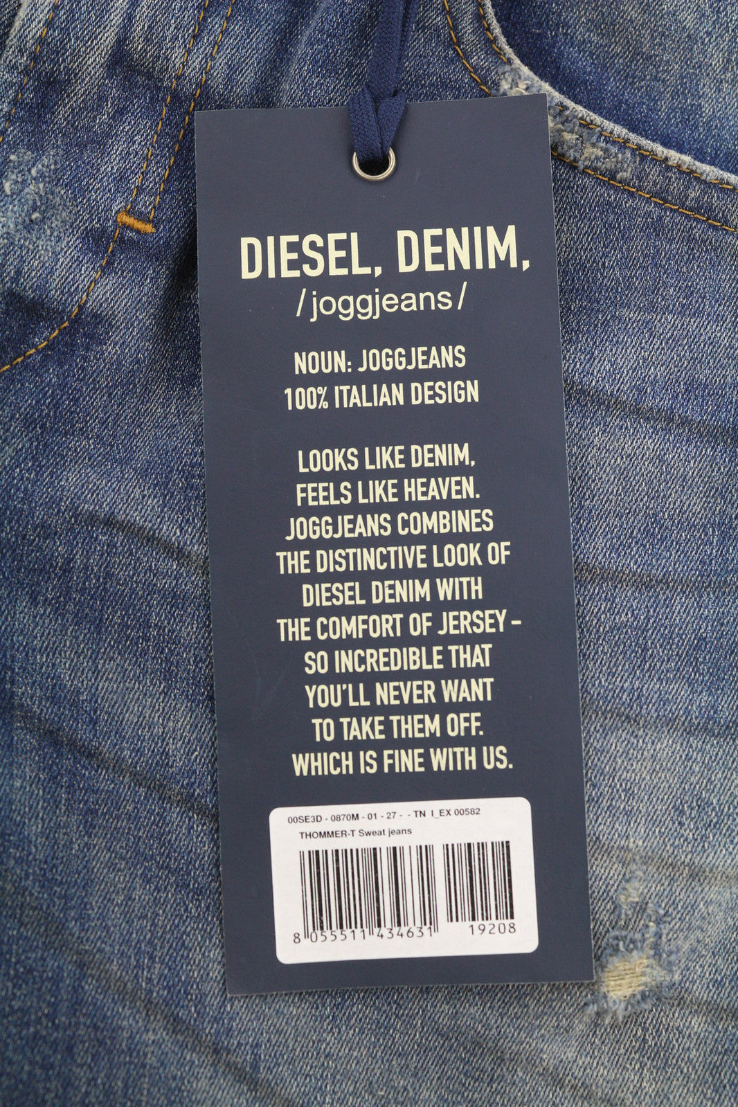 DIESEL Thommer-T 0870M vyriški džinsai W27 Jogg, ištempti, išskalbti, ploni 