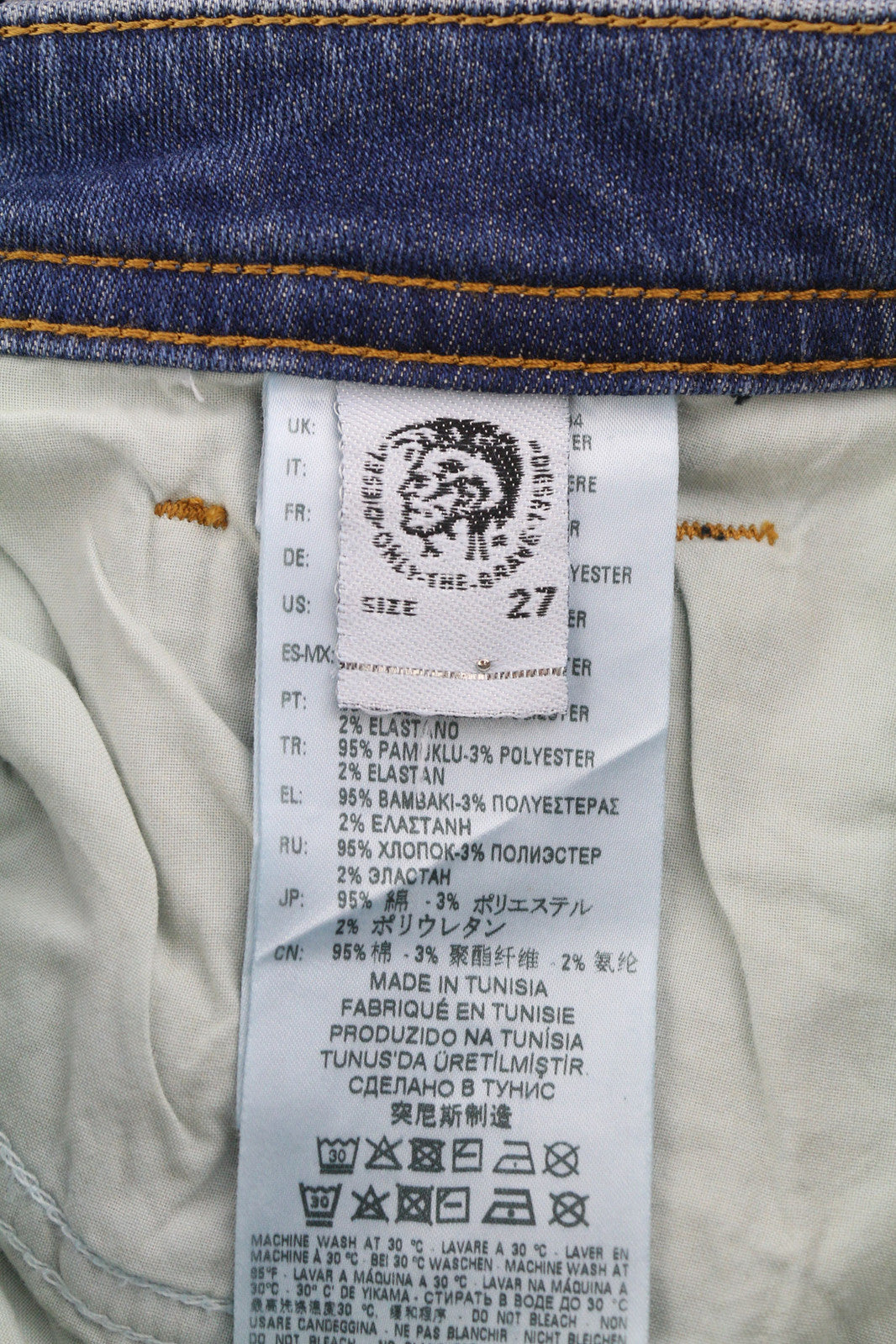 DIESEL Thommer-T 0870M vyriški džinsai W27 Jogg, ištempti, išskalbti, ploni 