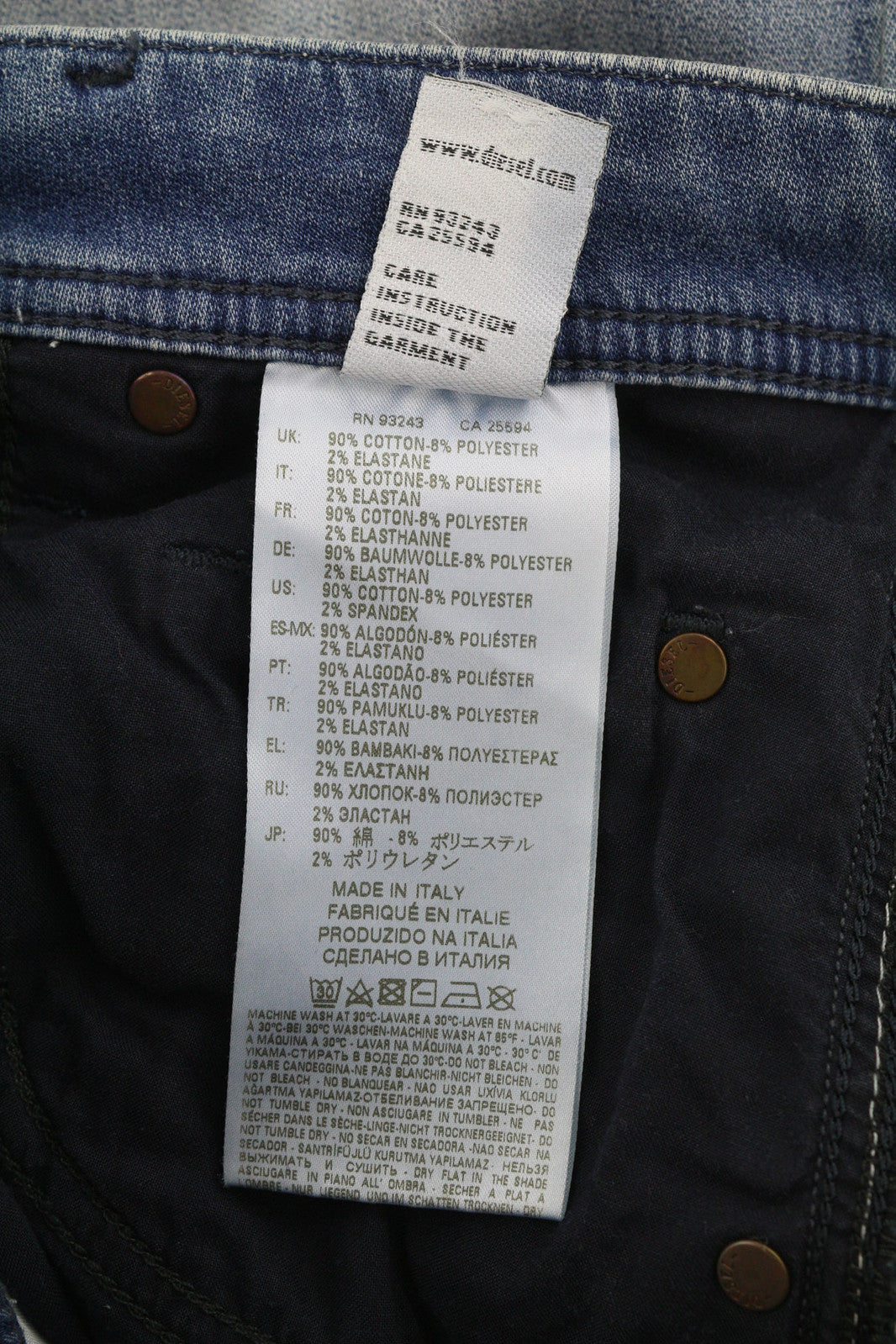 DIESEL Krooley CB-NE 084XA vyriški džinsai W28 Jogg tamprūs, plėšyti, skalbti mėlyni, RRP 210 € 