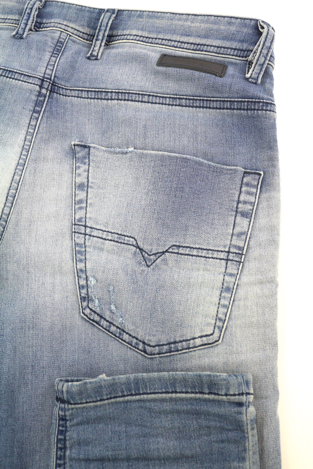 DIESEL Krooley CB-NE 084XA vyriški džinsai W28 Jogg tamprūs, plėšyti, skalbti mėlyni, RRP 210 € 