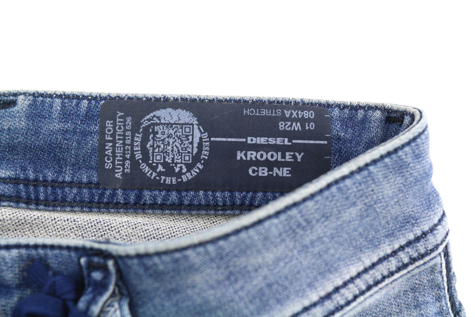 DIESEL Krooley CB-NE 084XA vyriški džinsai W28 Jogg tamprūs, plėšyti, skalbti mėlyni, RRP 210 € 