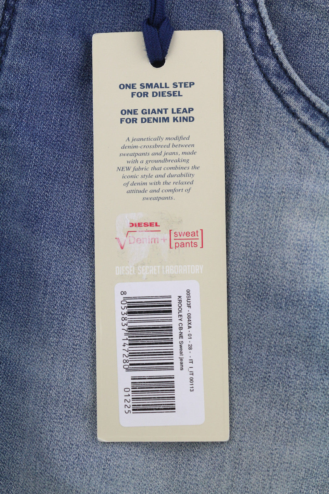 DIESEL Krooley CB-NE 084XA vyriški džinsai W28 Jogg tamprūs, plėšyti, skalbti mėlyni, RRP 210 € 