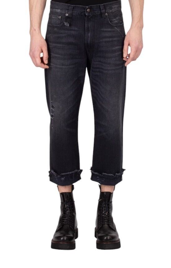 R13 Boyfriend vyriški džinsai, 32" Jake juodi, skalbto džinso, su užtrauktuku ir kišenėmis. 