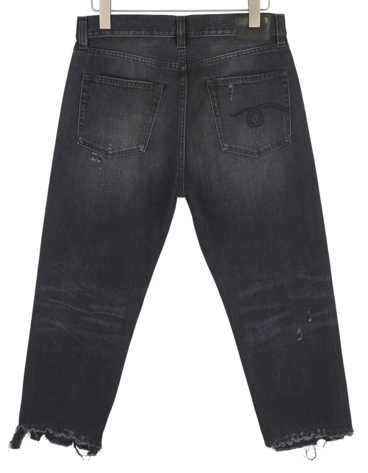 R13 Boyfriend vyriški džinsai, 32" Jake juodi, skalbto džinso, su užtrauktuku ir kišenėmis. 