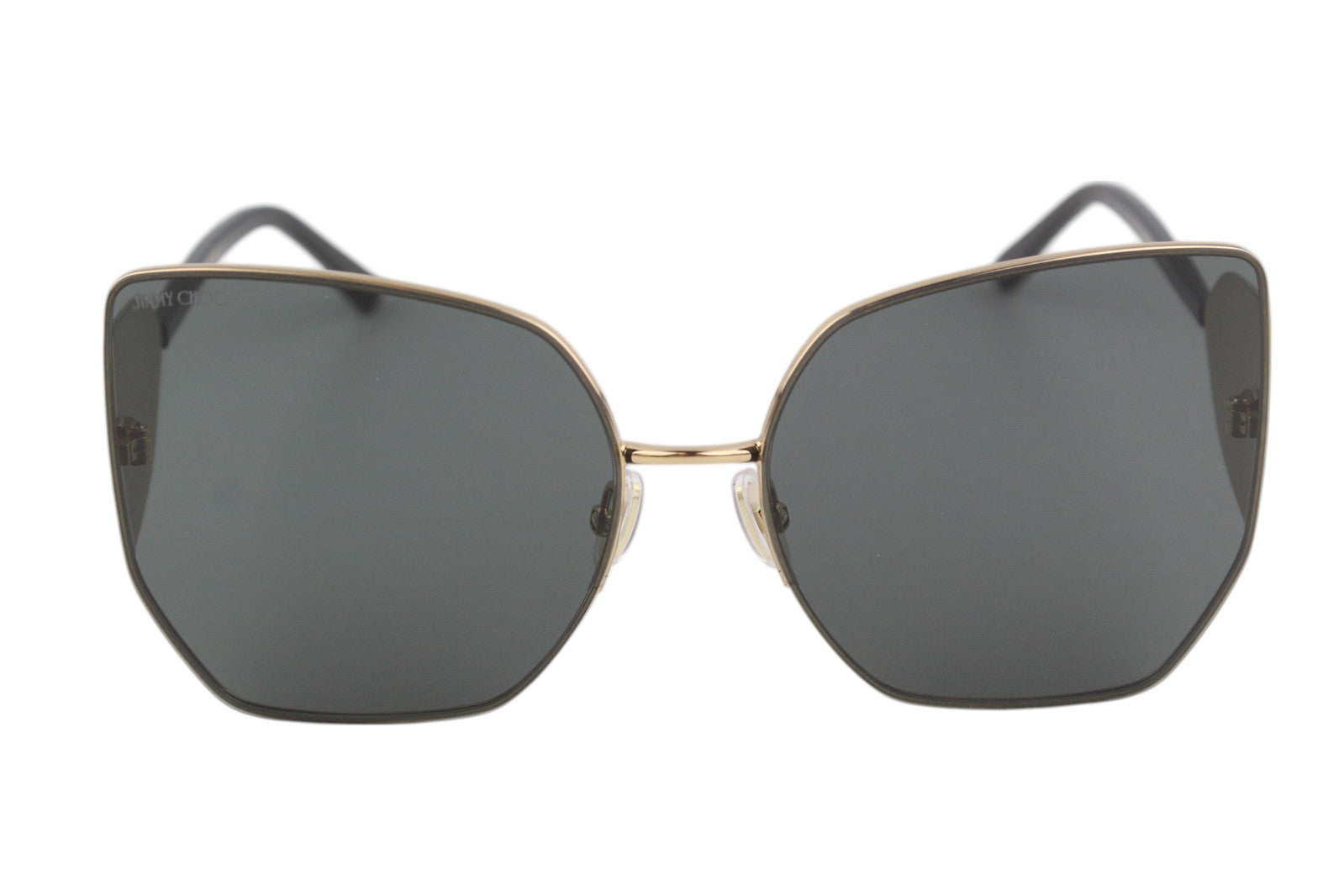 JIMMY CHOO River/s Rhlir moteriški akiniai nuo saulės VIENO DYDŽIO su tonuotu auksu ir drugeliu, rekomenduojama kaina – 399 €
