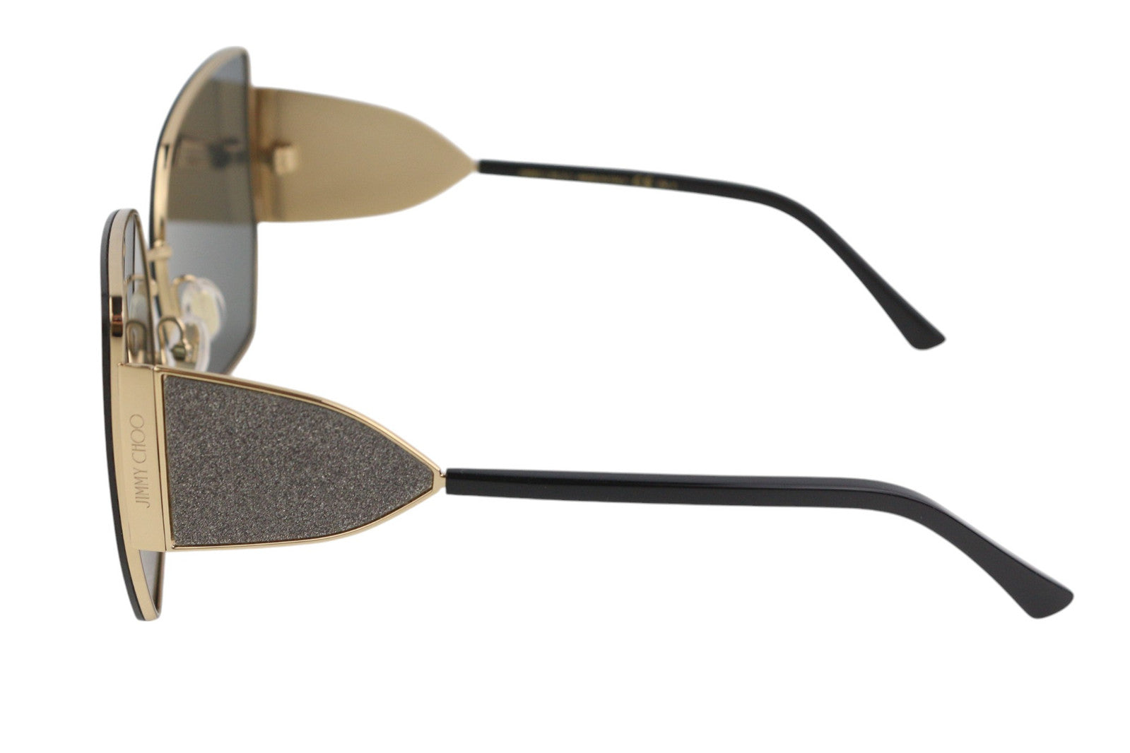 JIMMY CHOO River/s Rhlir moteriški akiniai nuo saulės VIENO DYDŽIO su tonuotu auksu ir drugeliu, rekomenduojama kaina – 399 €