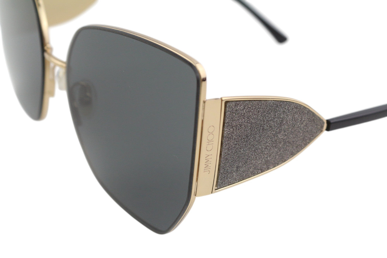 JIMMY CHOO River/s Rhlir moteriški akiniai nuo saulės VIENO DYDŽIO su tonuotu auksu ir drugeliu, rekomenduojama kaina – 399 €