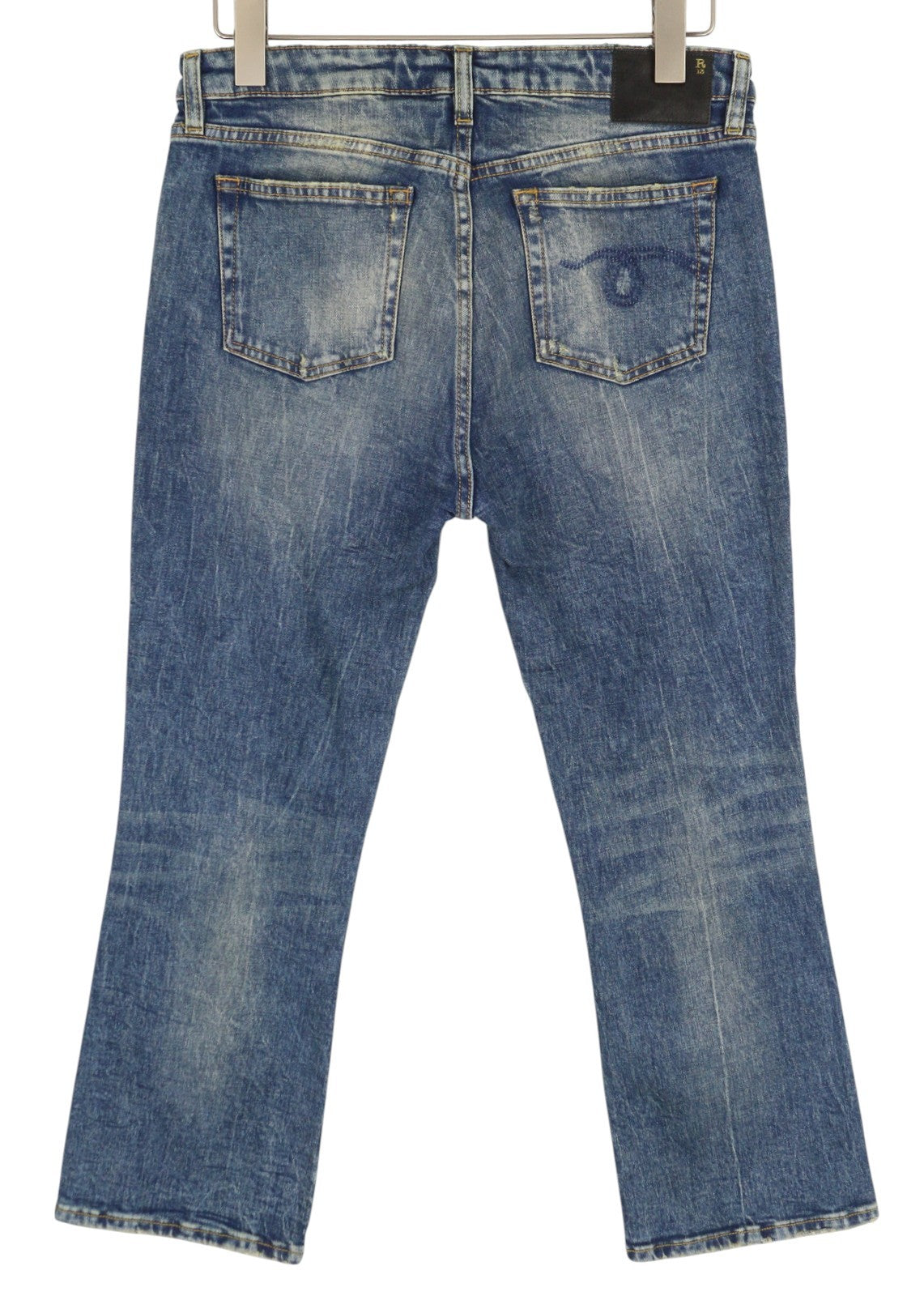 R13 Kick Women Jeans 28 Washed Blue Denim Bootcut  Kelly Stretchy Zip