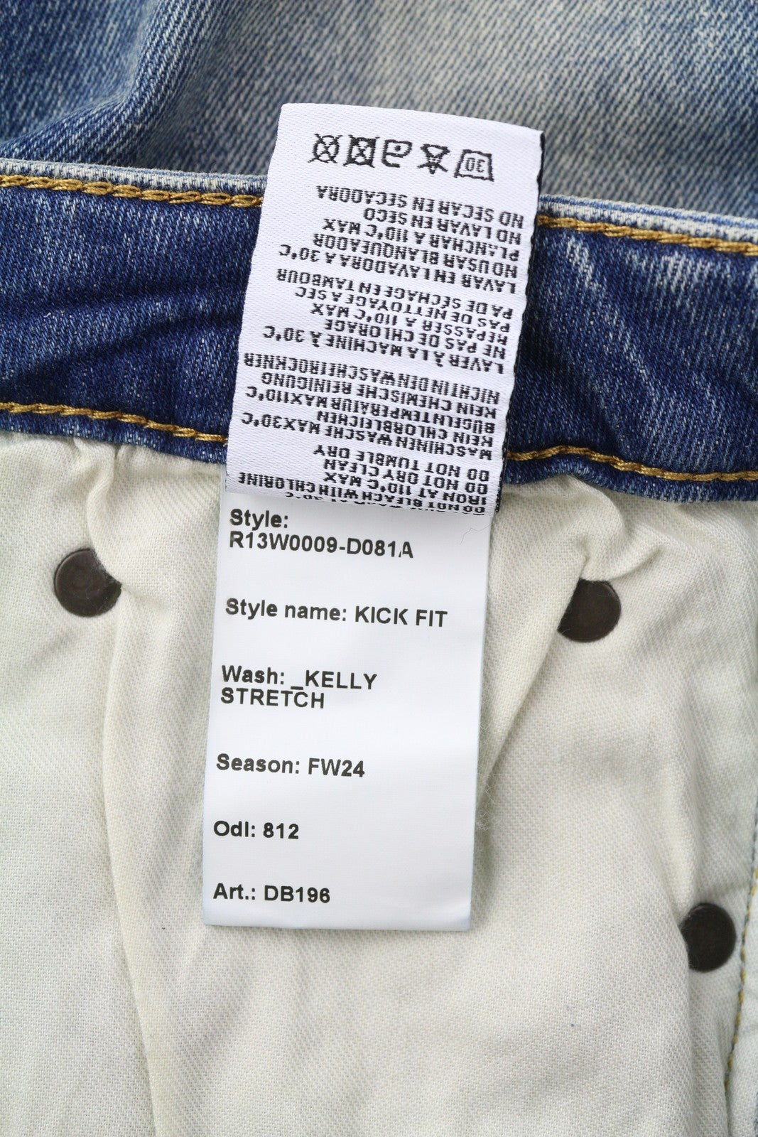 R13 Kick Women Jeans 28 Washed Blue Denim Bootcut  Kelly Stretchy Zip