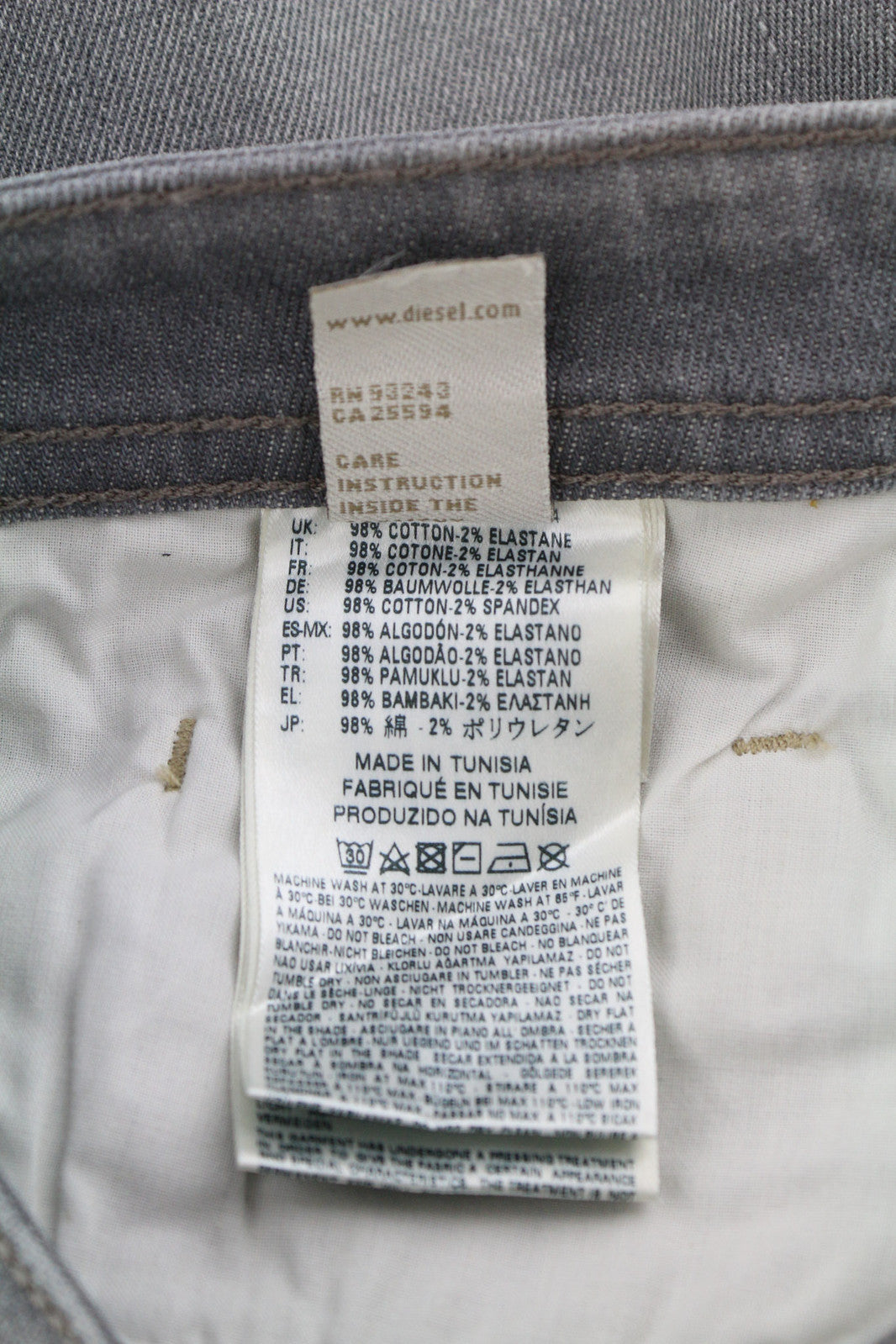 DIESEL Buster 0853T vyriški džinsai W27/L30 Regular Slim Tapered Stretch Washed Grey 