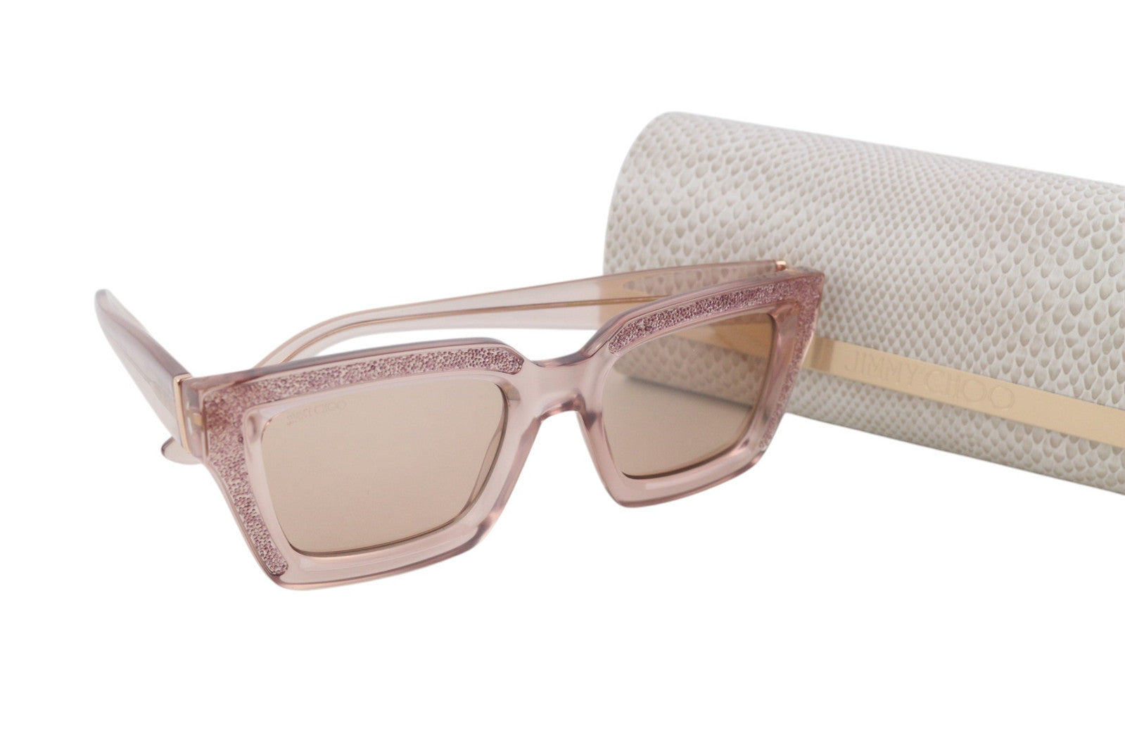 JIMMY CHOO Megs/S moteriški akiniai nuo saulės VIENO DYDŽIO su blizgučiais ir tonais, stačiakampiai, rekomenduojama kaina – 349 € 