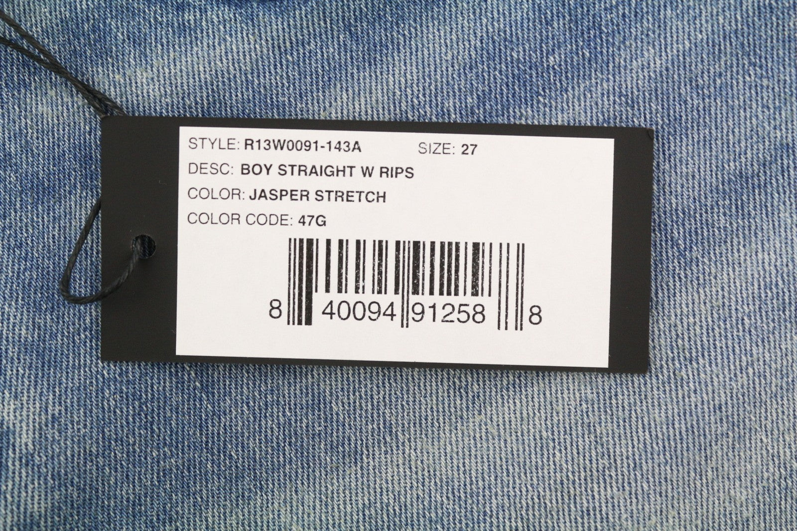 R13 berniukiški moteriški džinsai, 27 mėlyni, tamprūs, tiesaus kirpimo, su užtrauktuku. 