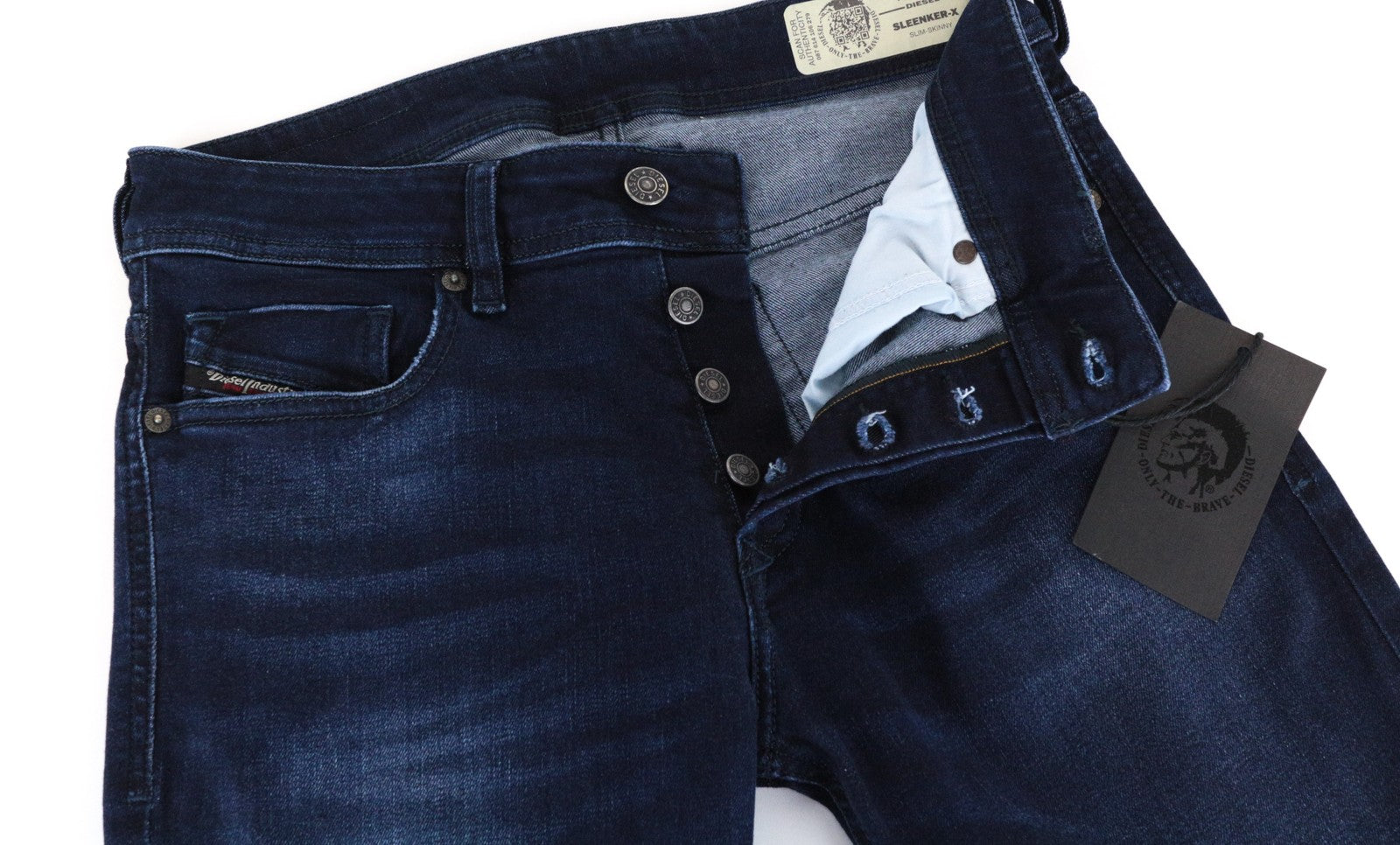 DIESEL Sleenker-X 083AG vyriški džinsai W28/L34 Slim Skinny Fit tamprūs tamsiai mėlyni 