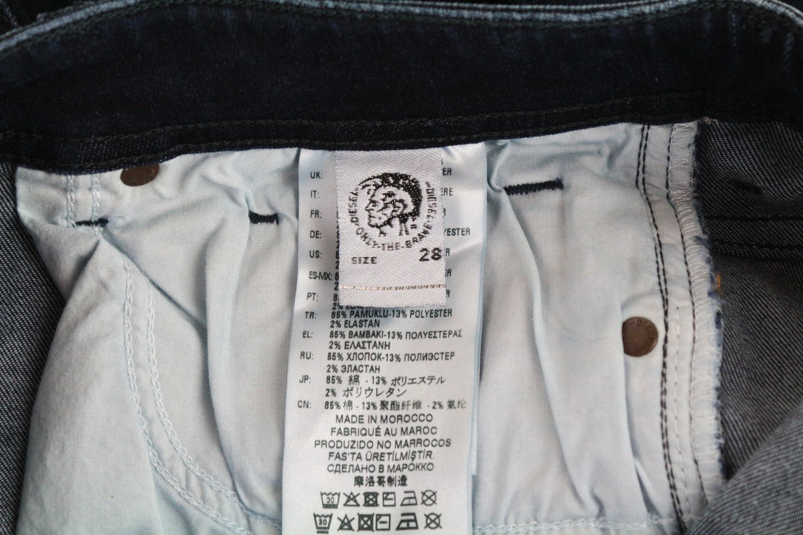 DIESEL Sleenker-X 083AG vyriški džinsai W28/L34 Slim Skinny Fit tamprūs tamsiai mėlyni 