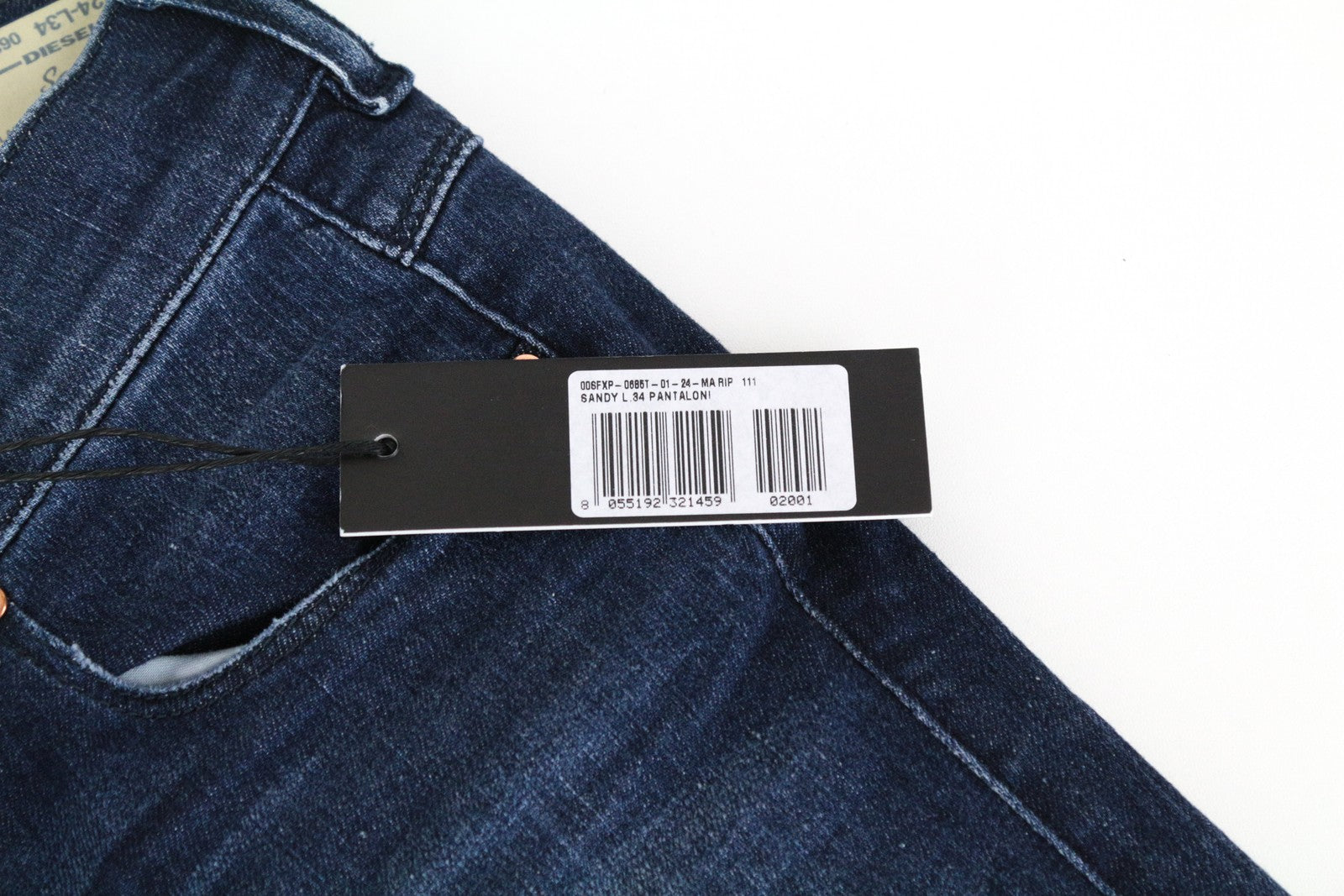 DIESEL Sandy 0685T moteriški džinsai W24/L34 Slim Straight Girls mėlyni, tamprūs medvilniniai džinsai 