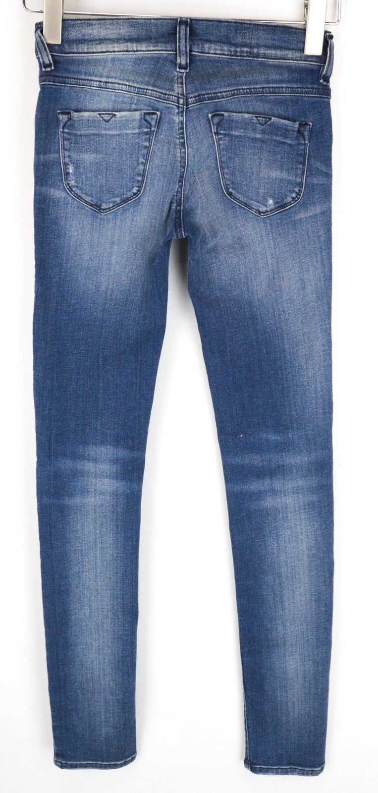 DIESEL Livier 084GJ moteriški džinsai W24 Super Slim mergaitėms, plėšytos medvilnės tamprės, mėlyni 