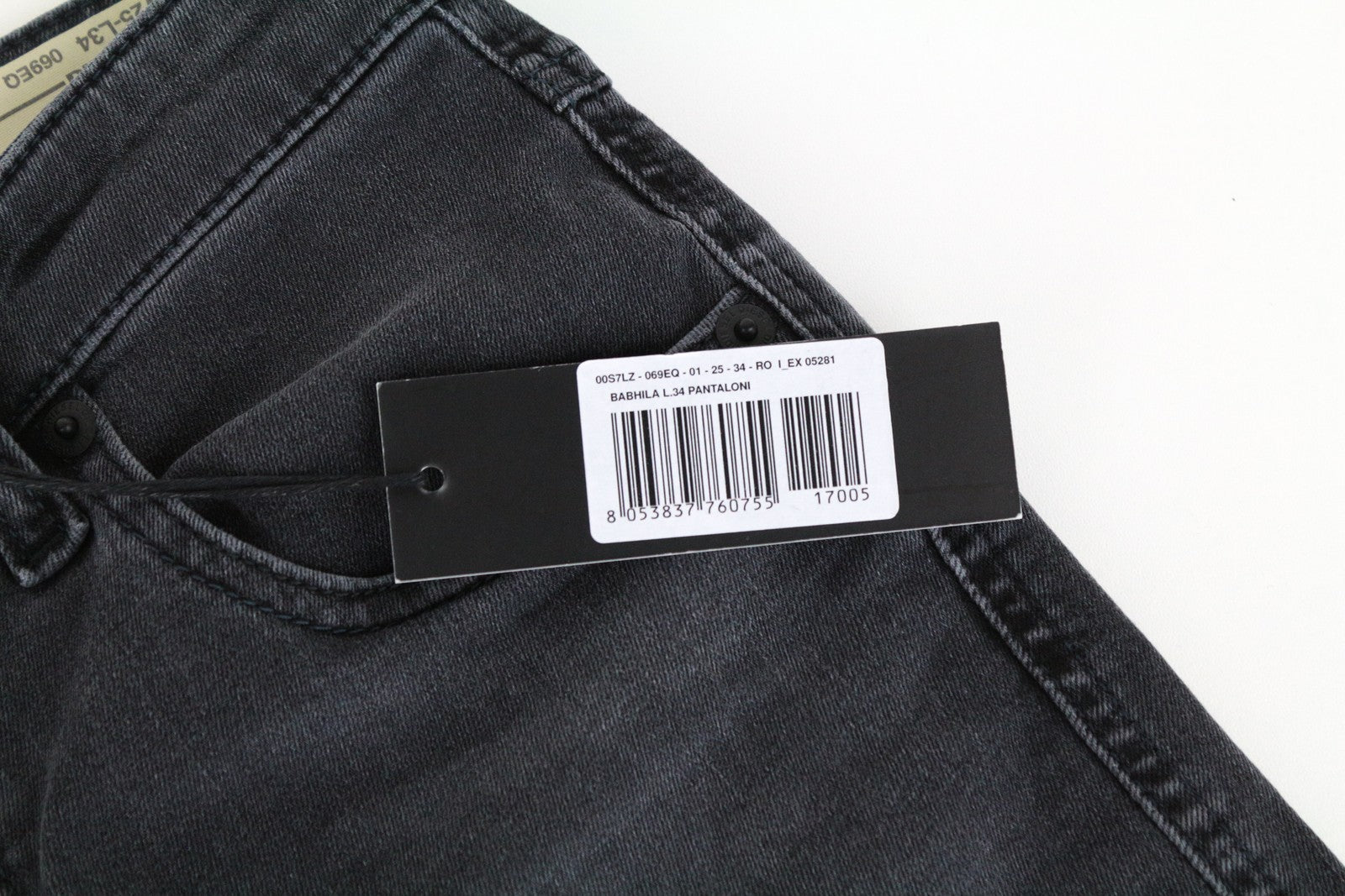 DIESEL Babhila 069EQ moteriški džinsai W25/L34 Slim Skinny Fit pilki tamprūs medvilniniai džinsai 