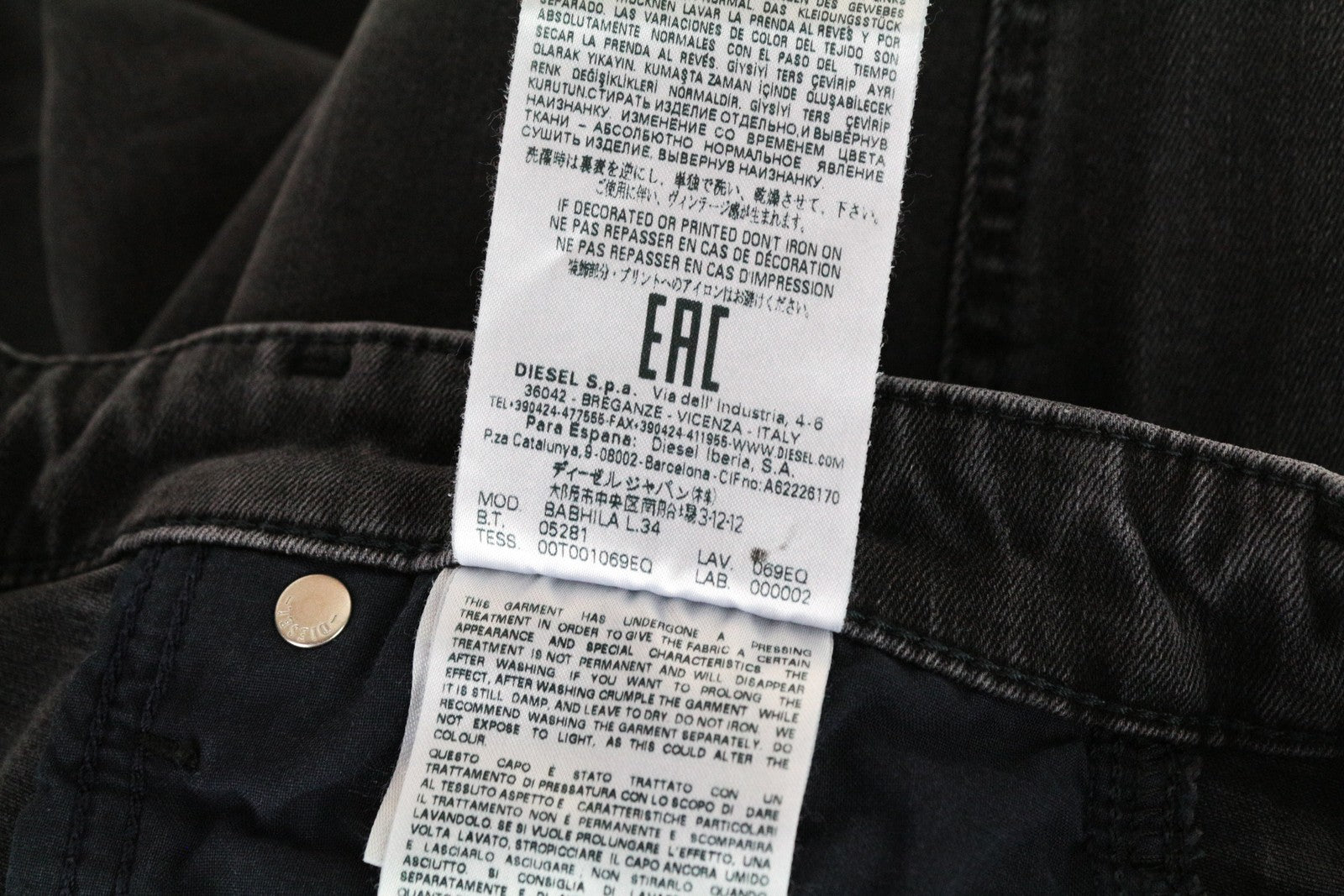 DIESEL Babhila 069EQ moteriški džinsai W26/L34 Slim Skinny Denim pilki tamprūs medvilniniai džinsai 