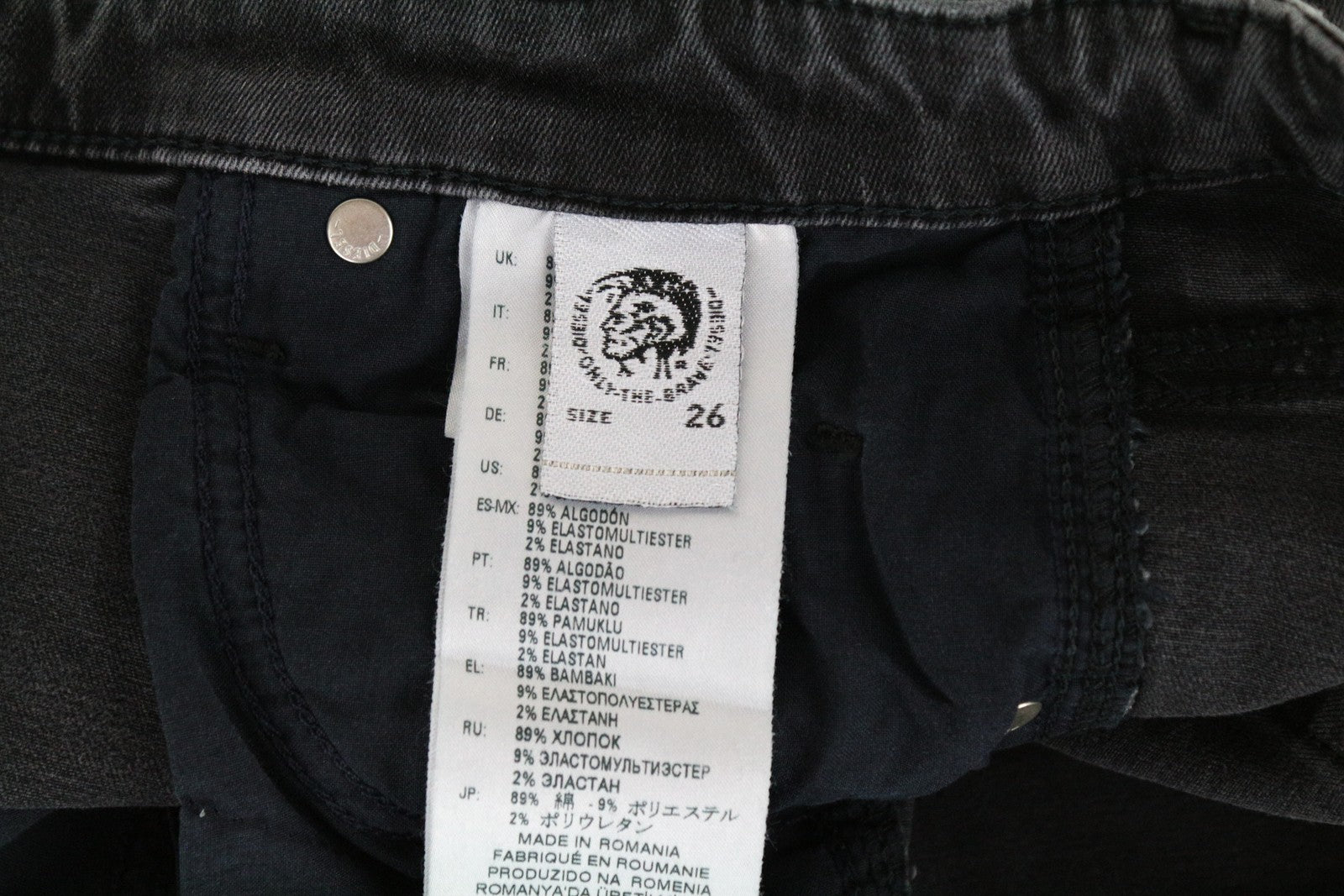 DIESEL Babhila 069EQ moteriški džinsai W26/L34 Slim Skinny Denim pilki tamprūs medvilniniai džinsai 