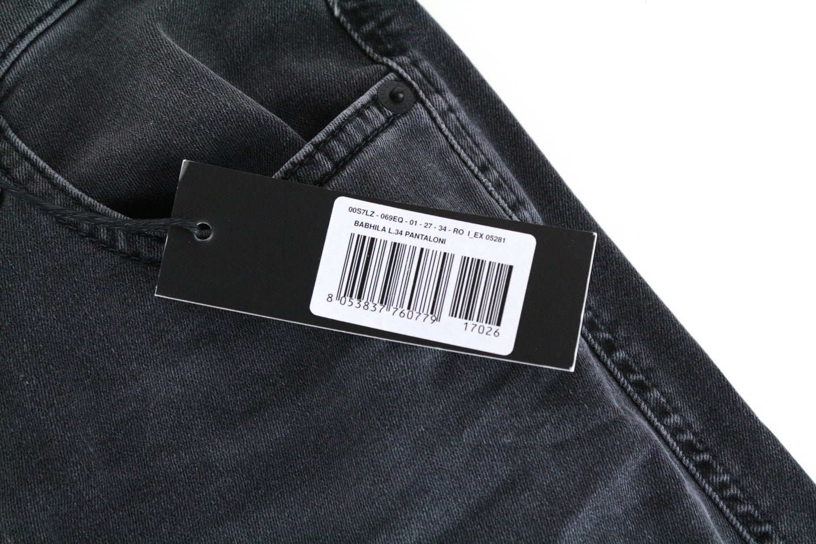 DIESEL Babhila 069EQ moteriški džinsai W27/L34 Slim Skinny skalbtos pilkos medvilnės tamprės 