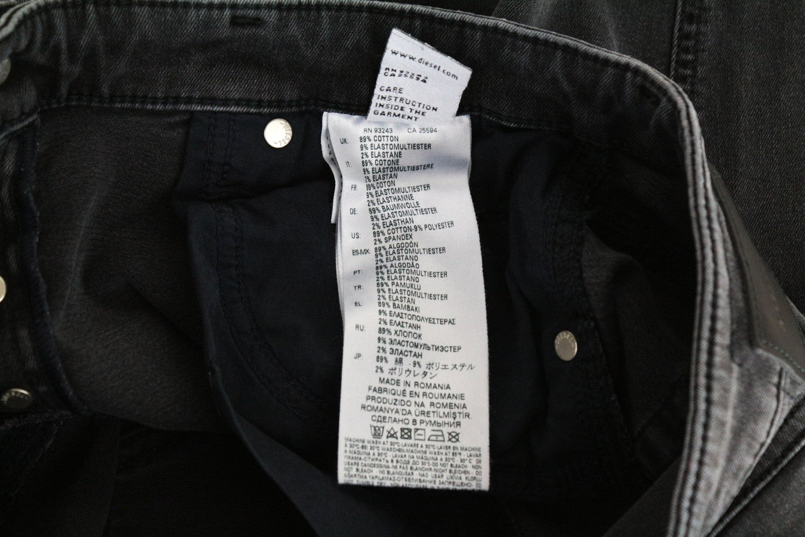 DIESEL Babhila 069EQ moteriški džinsai W27/L34 Slim Skinny skalbtos pilkos medvilnės tamprės 