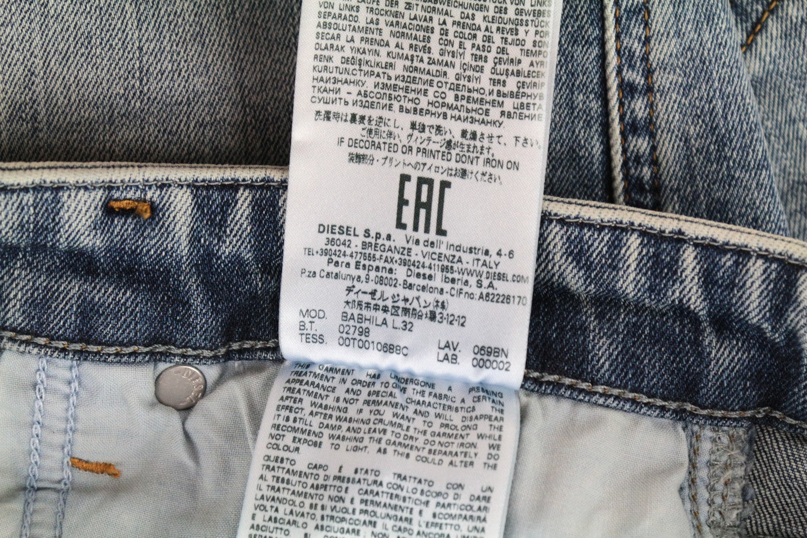 DIESEL Babhila 069BN moteriški džinsai W28/L32 Slim Skinny medvilnės tamprės šviesiai mėlyni