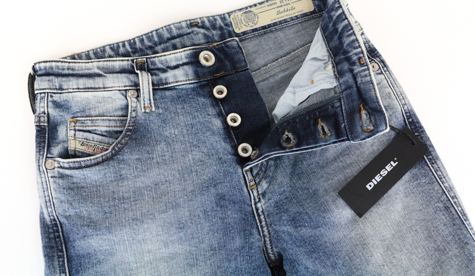 DIESEL Babhila 069BN moteriški džinsai W28/L32 Slim Skinny medvilnės tamprės šviesiai mėlyni