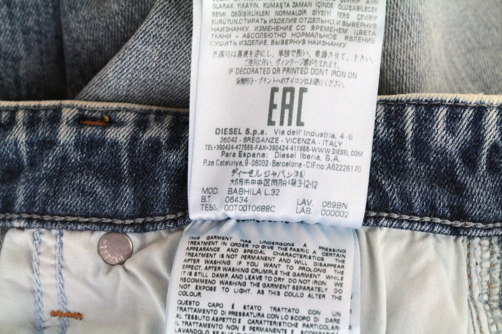 DIESEL Babhila 069BN moteriški džinsai W27/L32 Slim Skinny skalbtos medvilnės tamprės mėlyni