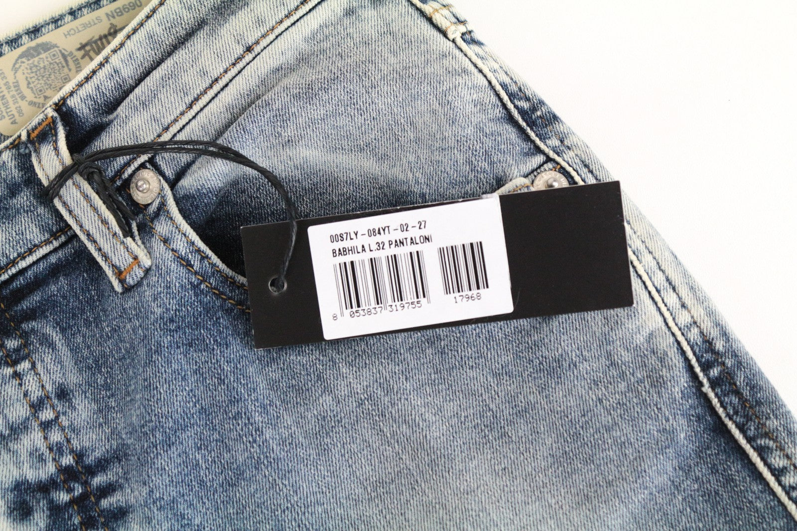 DIESEL Babhila 069BN moteriški džinsai W27/L32 Slim Skinny skalbtos medvilnės tamprės mėlyni