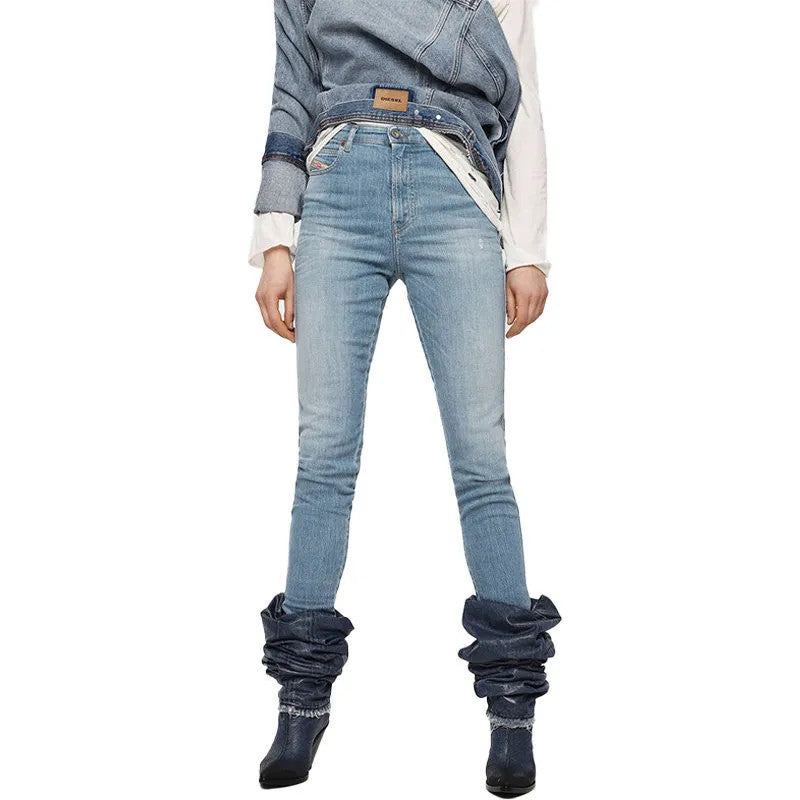 DIESEL Babhila-High 081AF moteriški džinsai W26/L30 Slim Skinny medvilnės tamprės mėlyni 