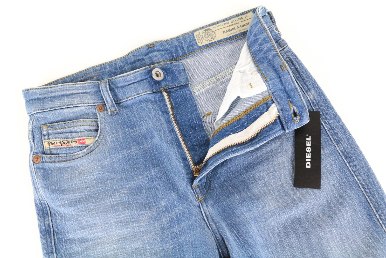 DIESEL Babhila-High 081AF moteriški džinsai W26/L30 Slim Skinny medvilnės tamprės mėlyni 