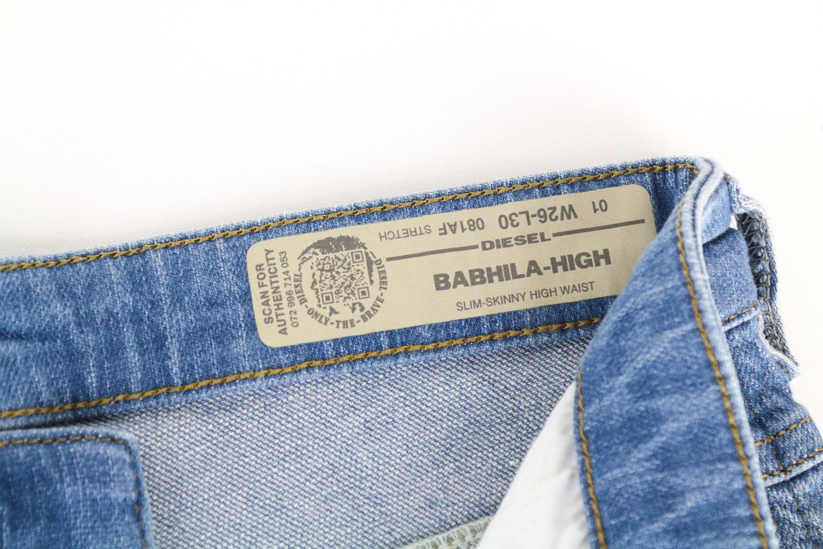 DIESEL Babhila-High 081AF moteriški džinsai W26/L30 Slim Skinny medvilnės tamprės mėlyni 