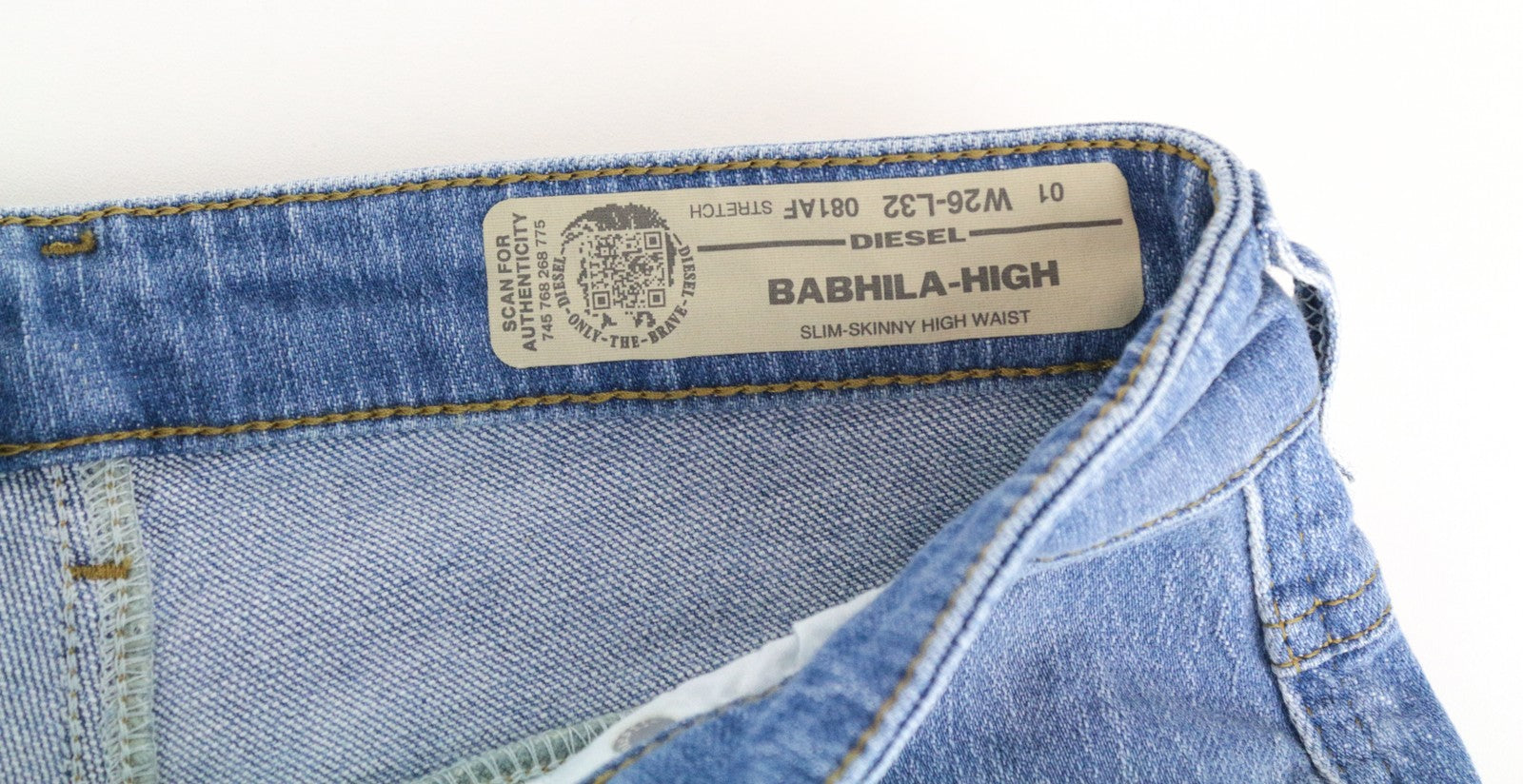 DIESEL Babhila-High 081AF moteriški džinsai W26/L32 Slim Skinny Denim tamprūs mėlyni 