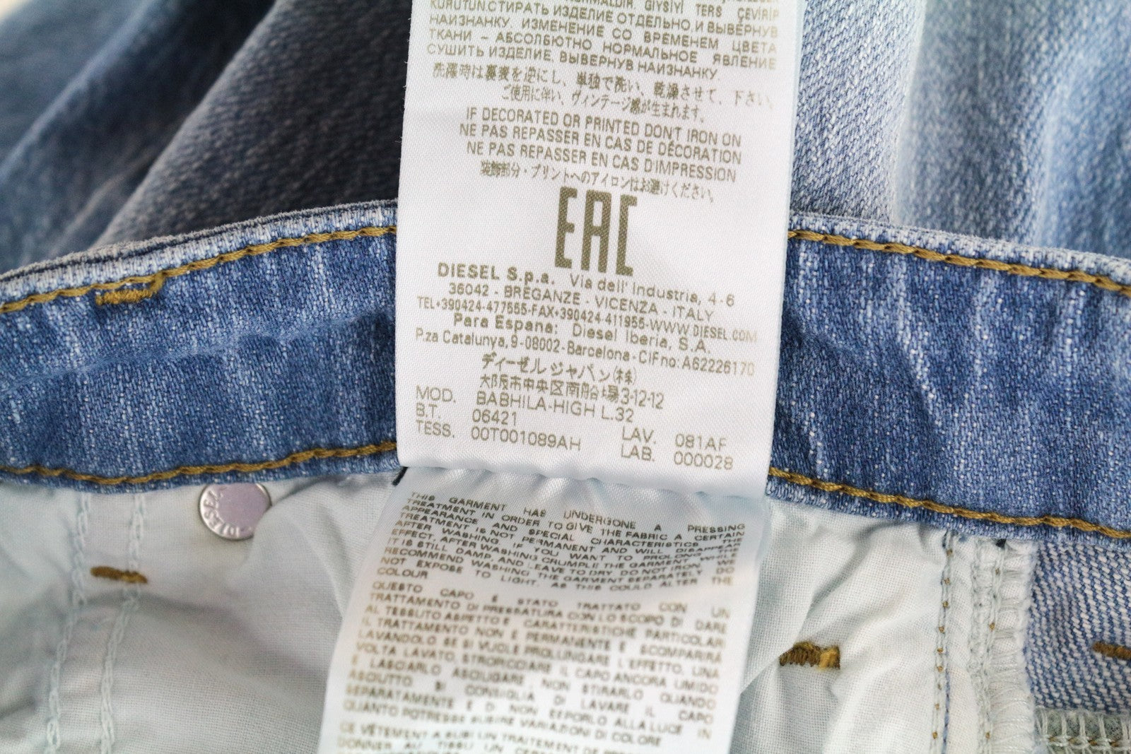 DIESEL Babhila-High 081AF moteriški džinsai W26/L32 Slim Skinny Denim tamprūs mėlyni 