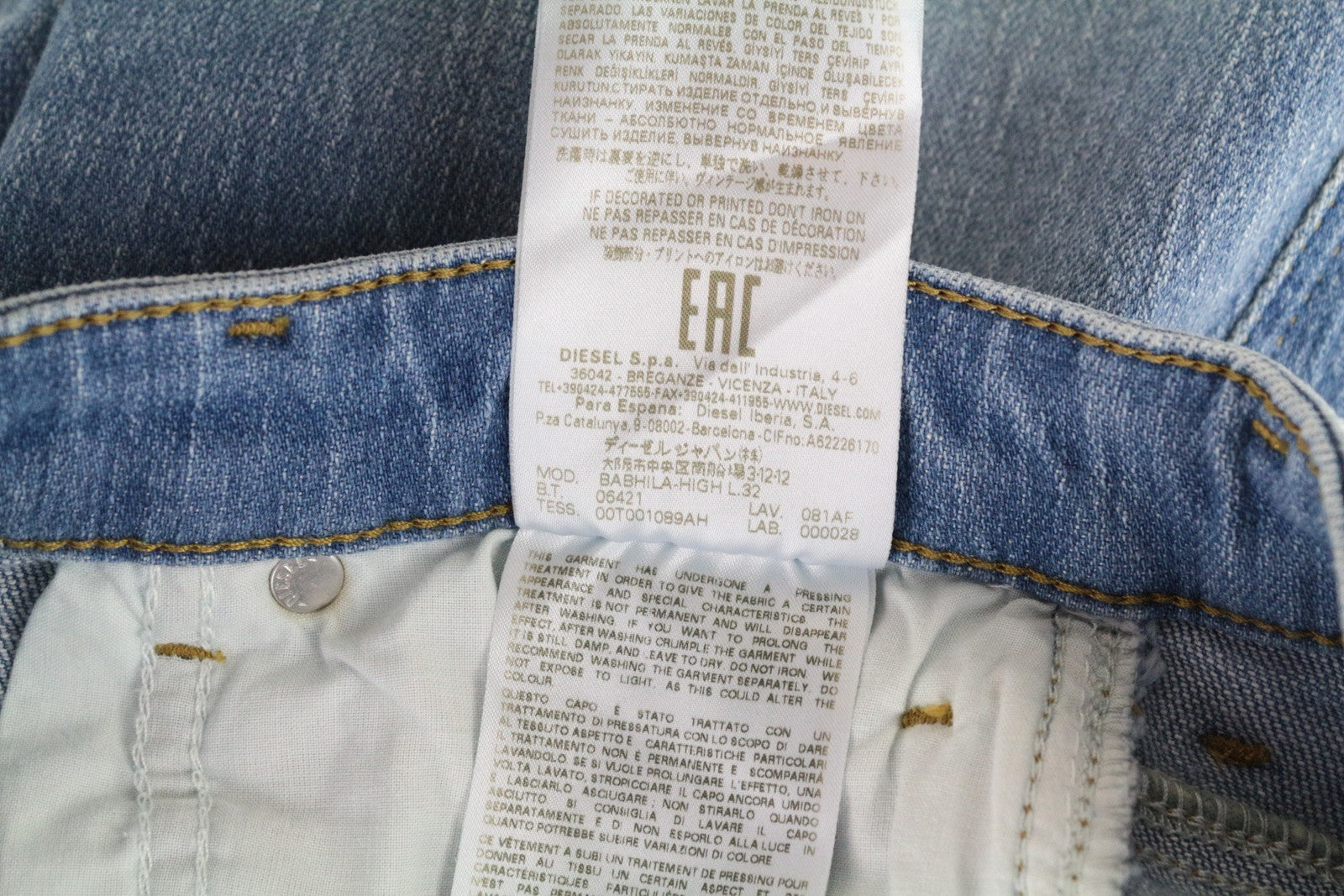 DIESEL Babhila-High 081AF moteriški džinsai W27/L32 Slim Skinny 5 kišenių tamprūs mėlyni