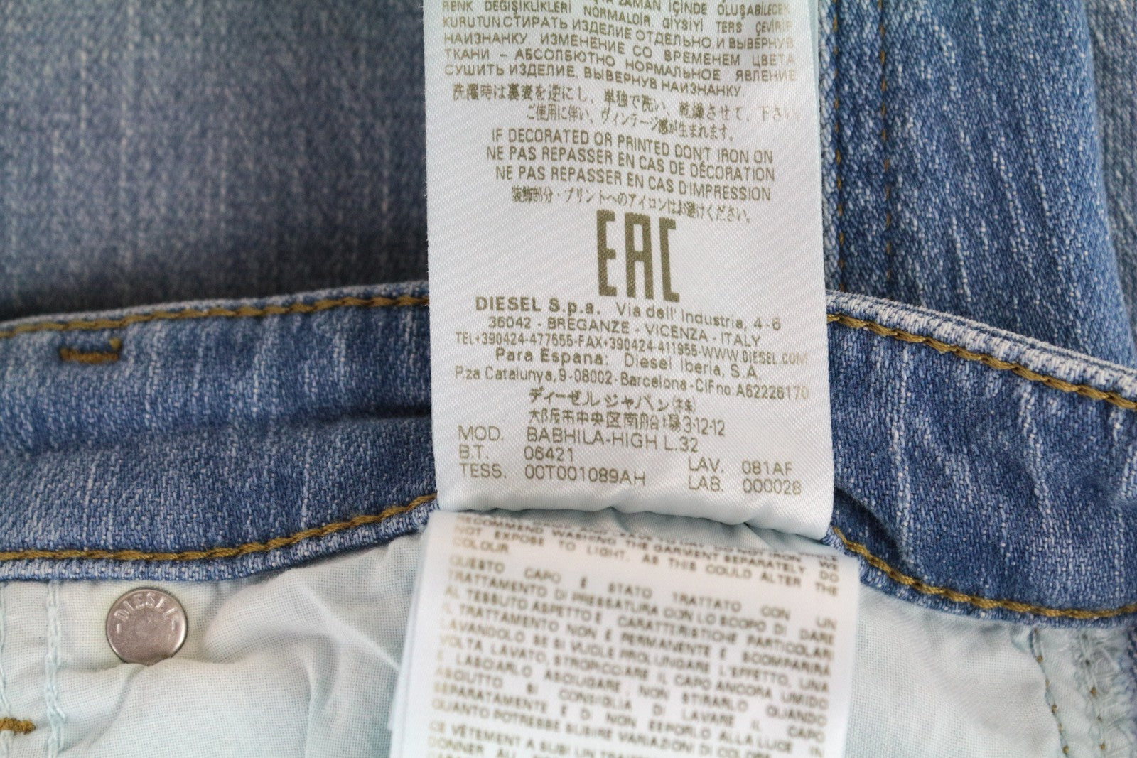 DIESEL Babhila-High 081AF moteriški džinsai W31/L32 Slim Skinny skalbti tamprūs mėlyni 