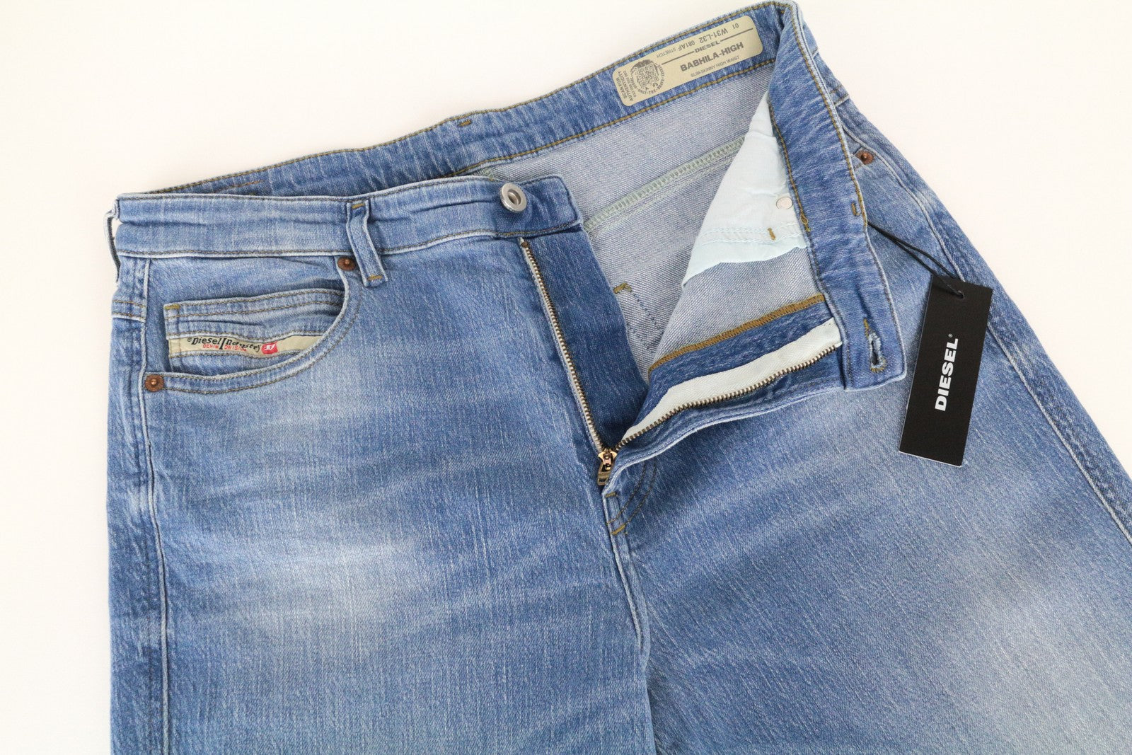 DIESEL Babhila-High 081AF moteriški džinsai W31/L32 Slim Skinny skalbti tamprūs mėlyni 