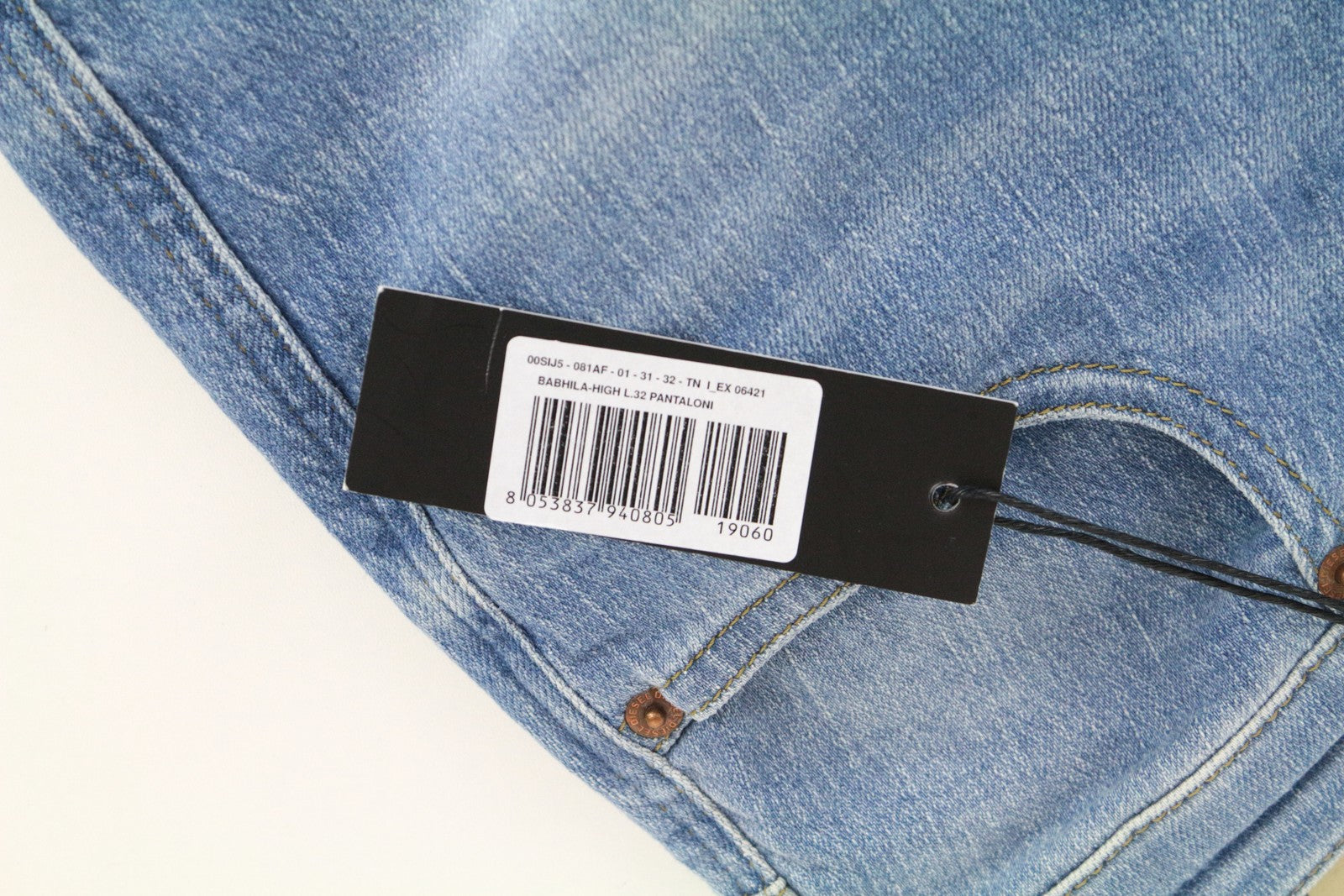 DIESEL Babhila-High 081AF moteriški džinsai W31/L32 Slim Skinny skalbti tamprūs mėlyni 