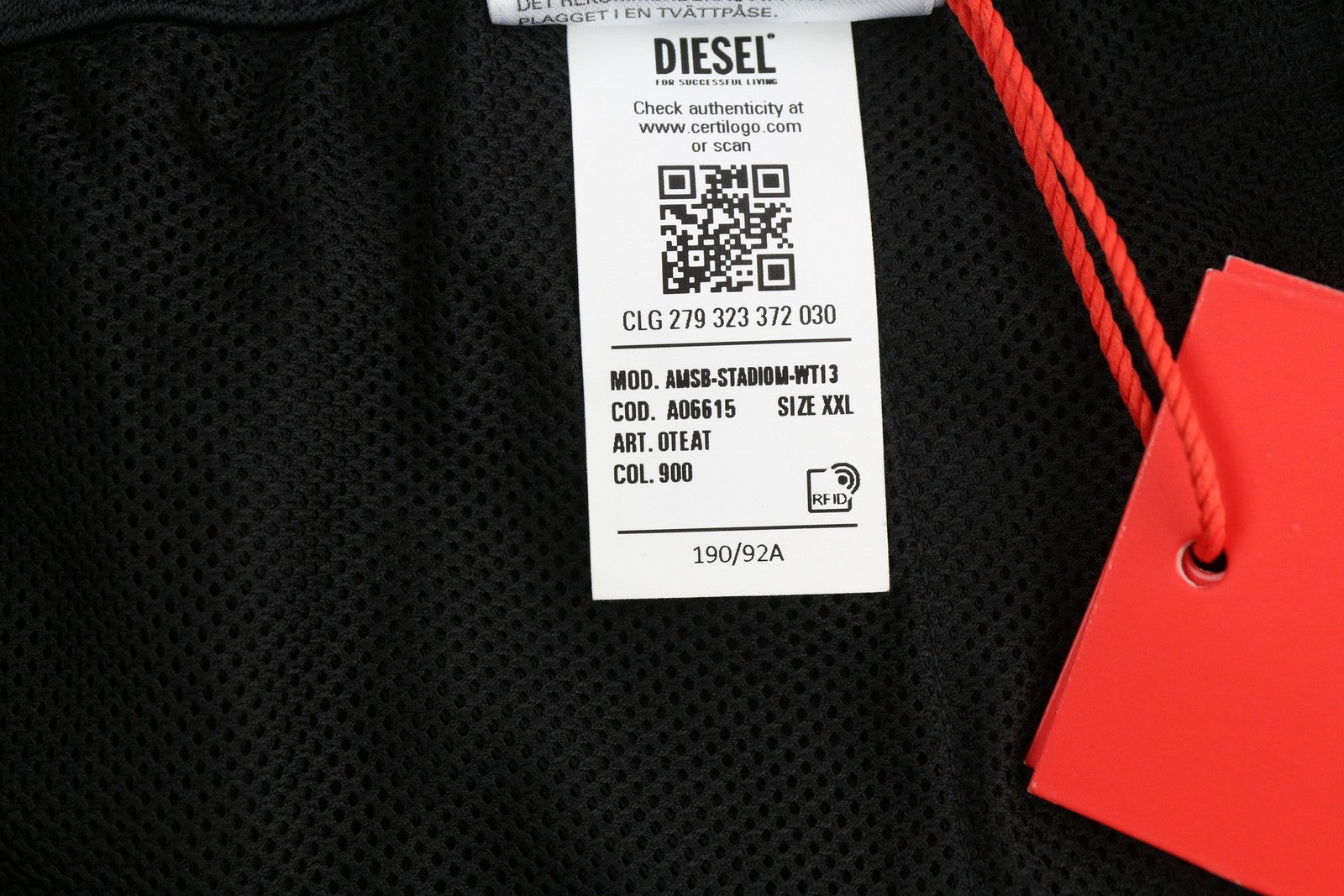 DIESEL Amsb-Stadiom-Wt13 vyriški šortai 2XL 55DSL sportinis bėgimo šortai su elastingu juosmeniu, juodi