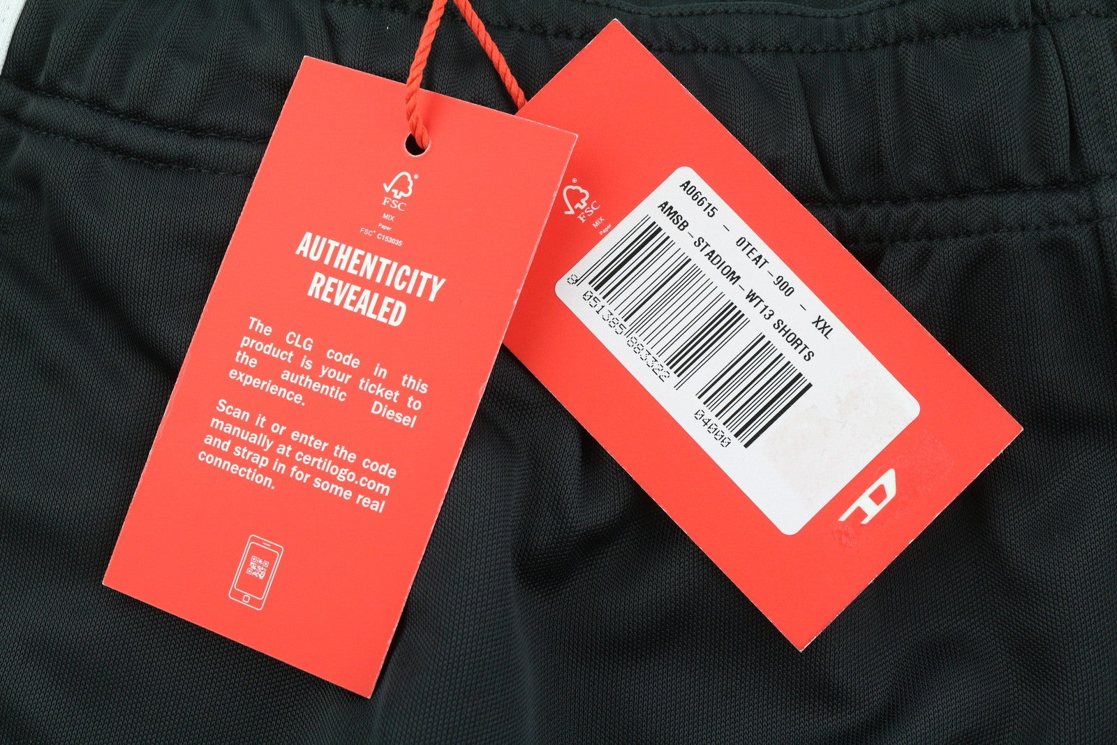 DIESEL Amsb-Stadiom-Wt13 vyriški šortai 2XL 55DSL sportinis bėgimo šortai su elastingu juosmeniu, juodi