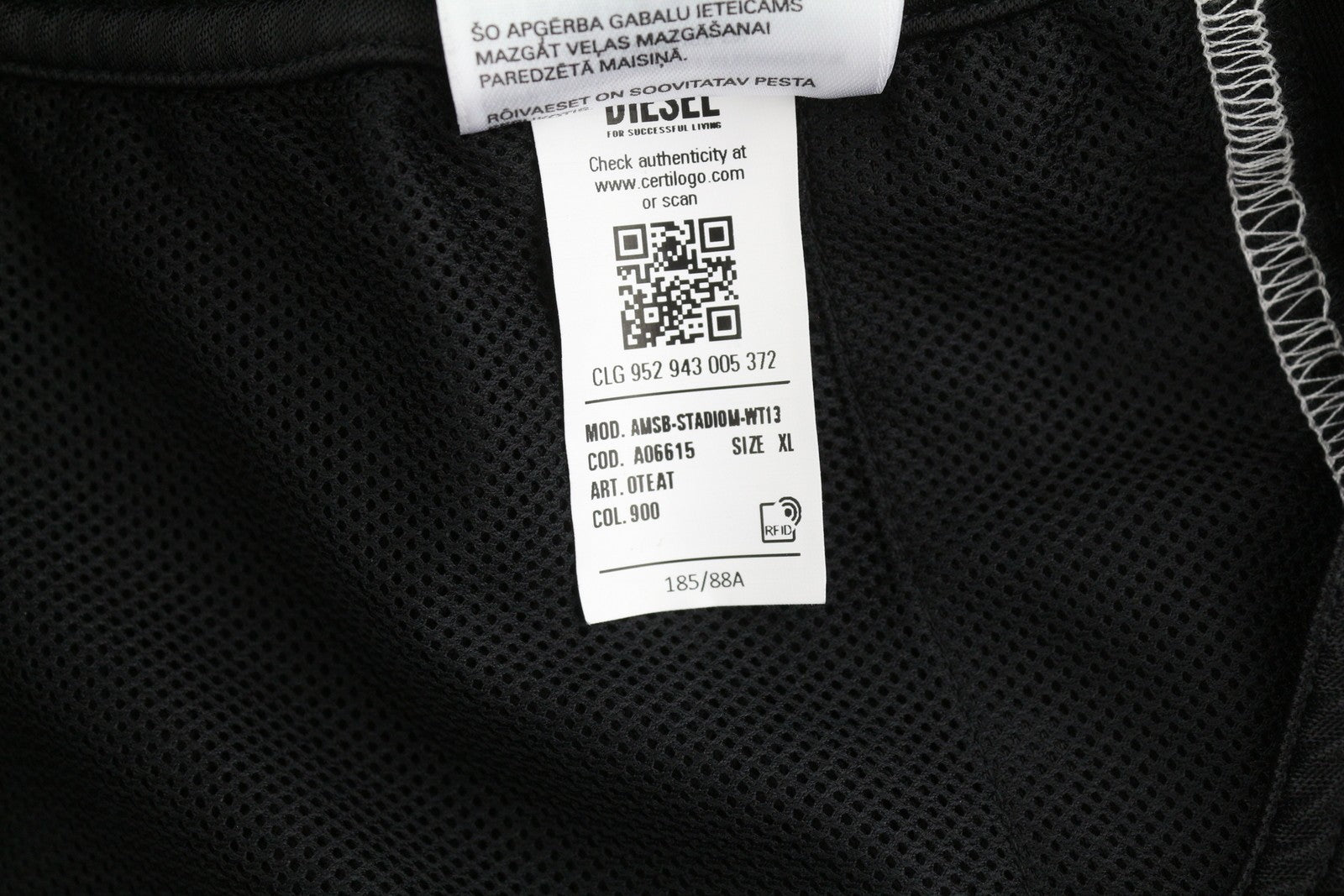 DIESEL Amsb-Stadiom-Wt13 vyriški šortai XL 55DSL sportinis bėgimo šortai su elastingu juosmeniu, juodi