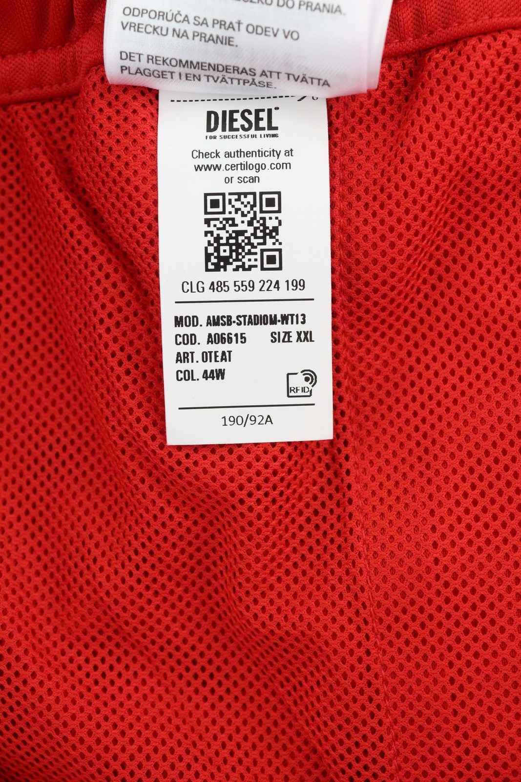 DIESEL Amsb-Stadiom-Wt13 vyriški šortai 2XL 55DSL sportinis bėgimo šortai su elastingu juosmeniu, raudoni