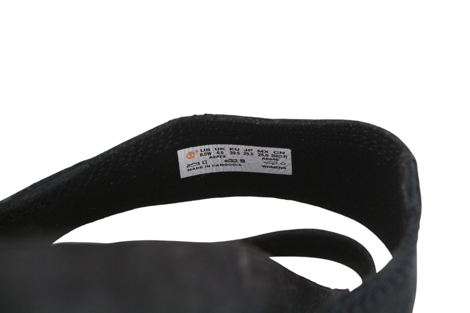 TIMBERLAND A2AT9 moteriškos basutės EU39 EU39.5 juodos odinės dirželiai plokščiu padu logotipas 