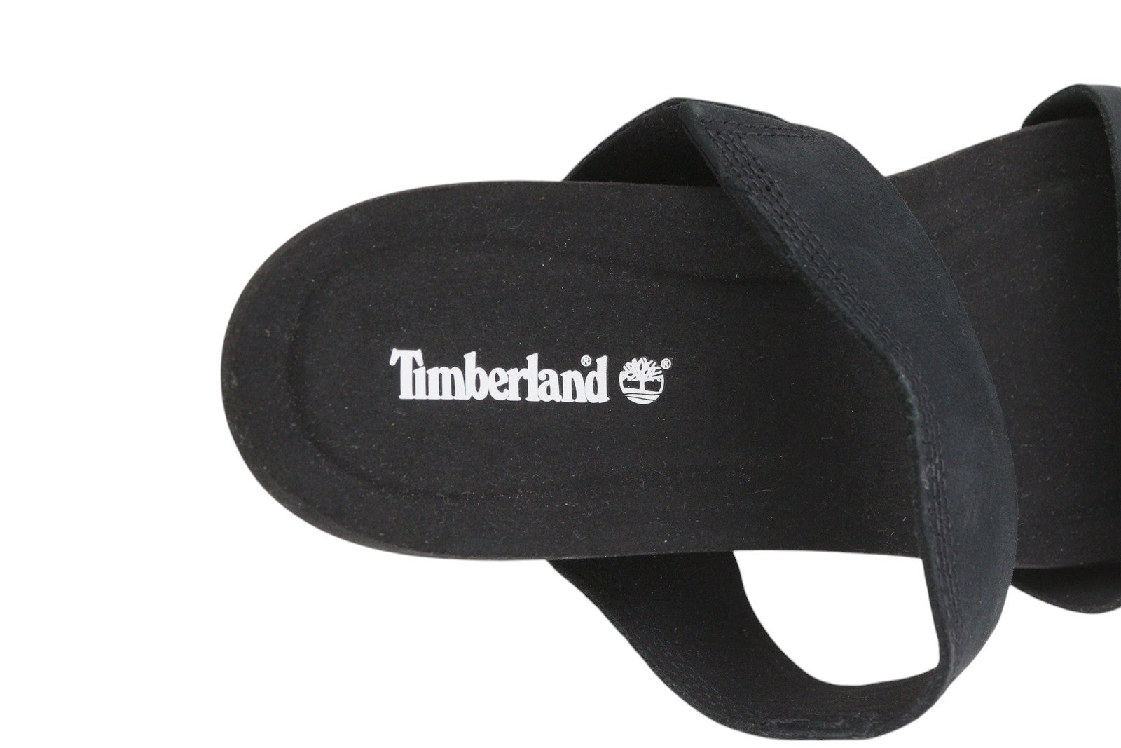 TIMBERLAND A2AT9 moteriškos basutės EU39 EU39.5 juodos odinės dirželiai plokščiu padu logotipas 