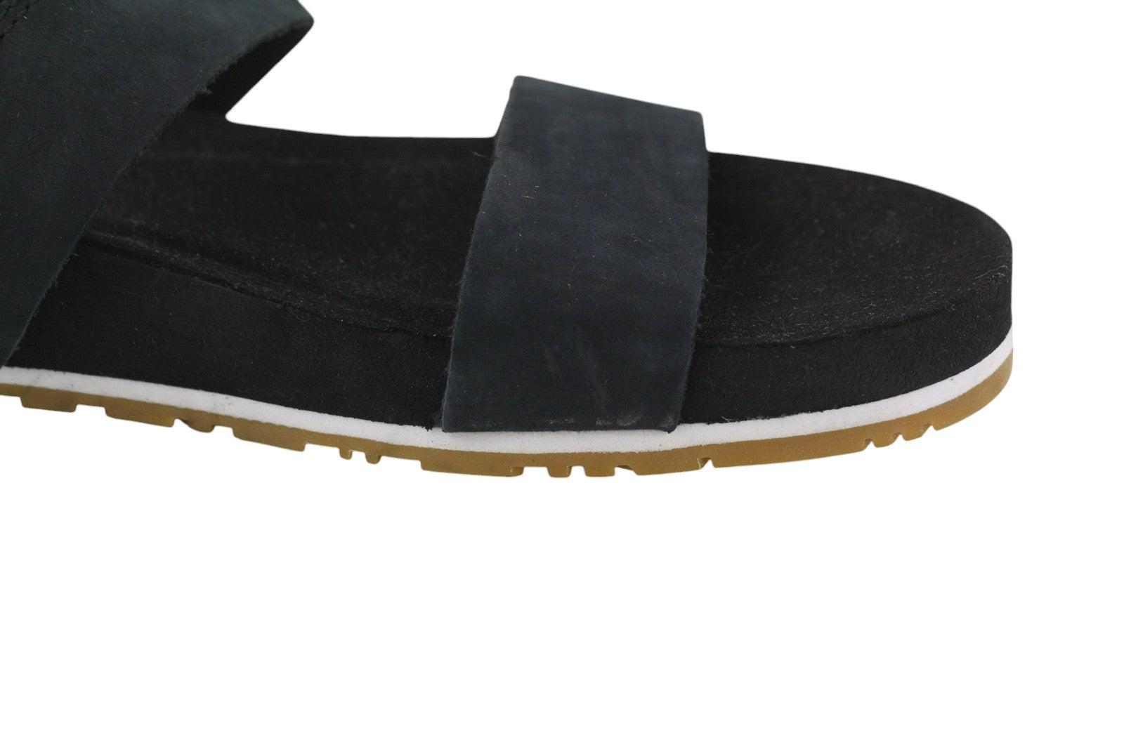 TIMBERLAND A2AT9 moteriškos basutės EU39 EU39.5 juodos odinės dirželiai plokščiu padu logotipas 