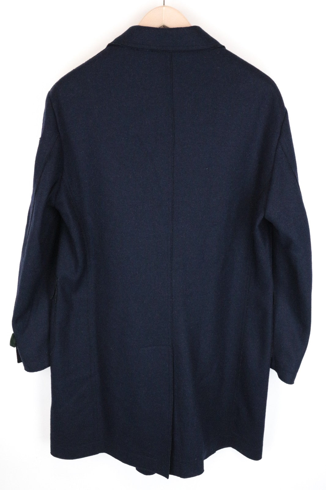 REPLAY vyriškas paltas 48 mėlynas vilnos mišinio dvieilis su smailia apykakle, rekomenduojama mažmeninė kaina – 499 € 